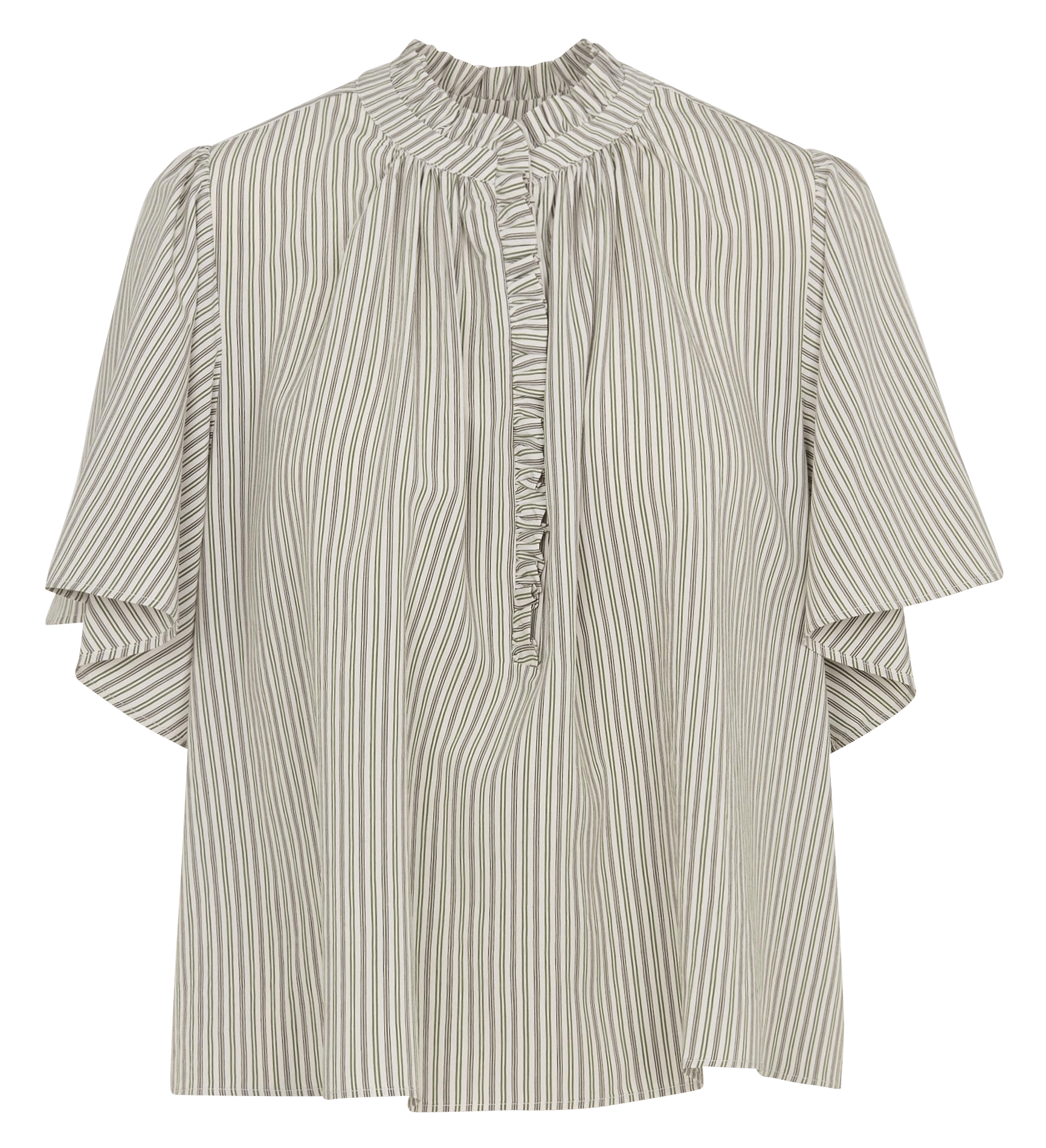 Round neck striped crop top BELLEPIECE Green