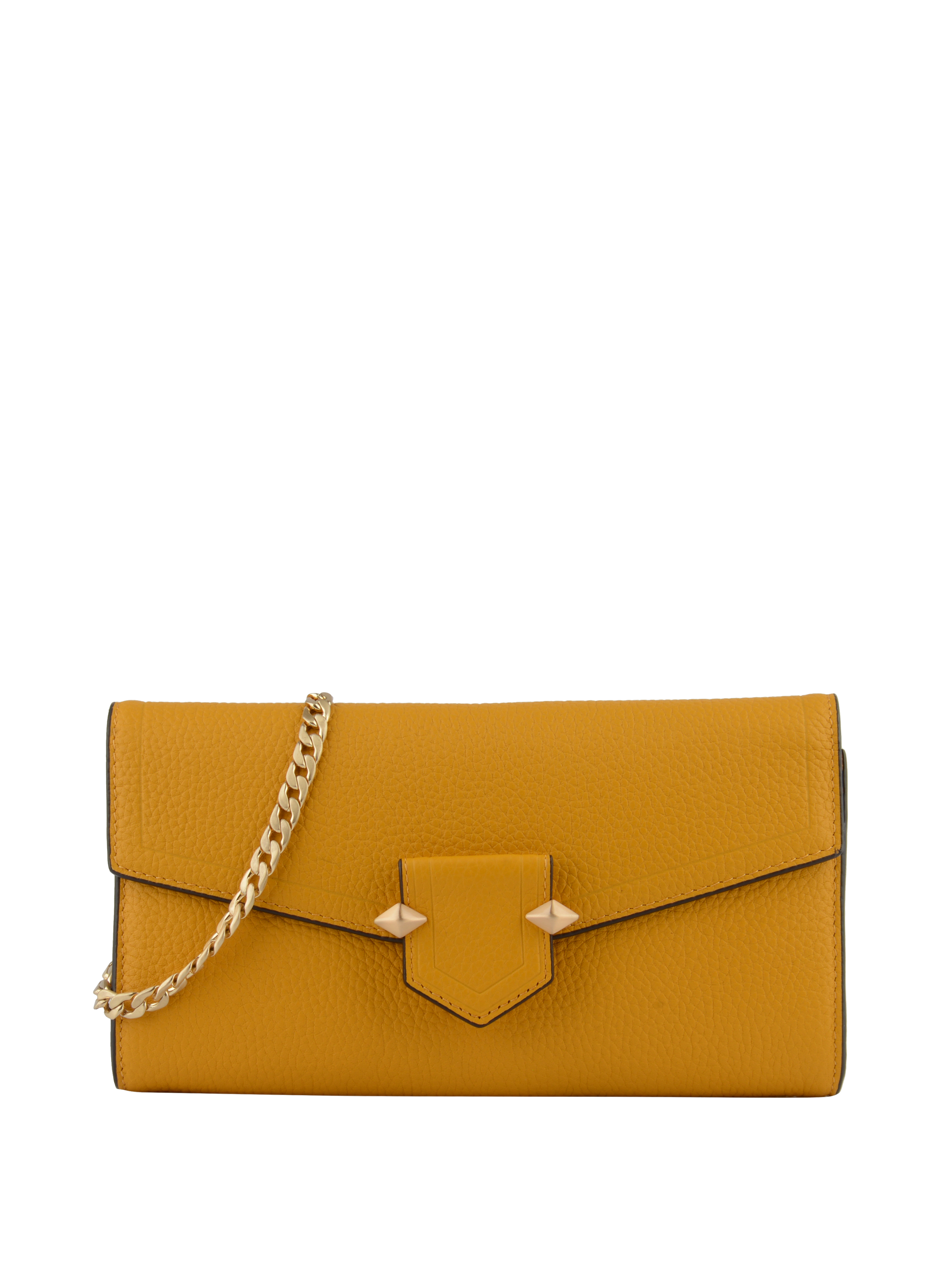 Calfskin leather shoulder bag POURCHET Orange