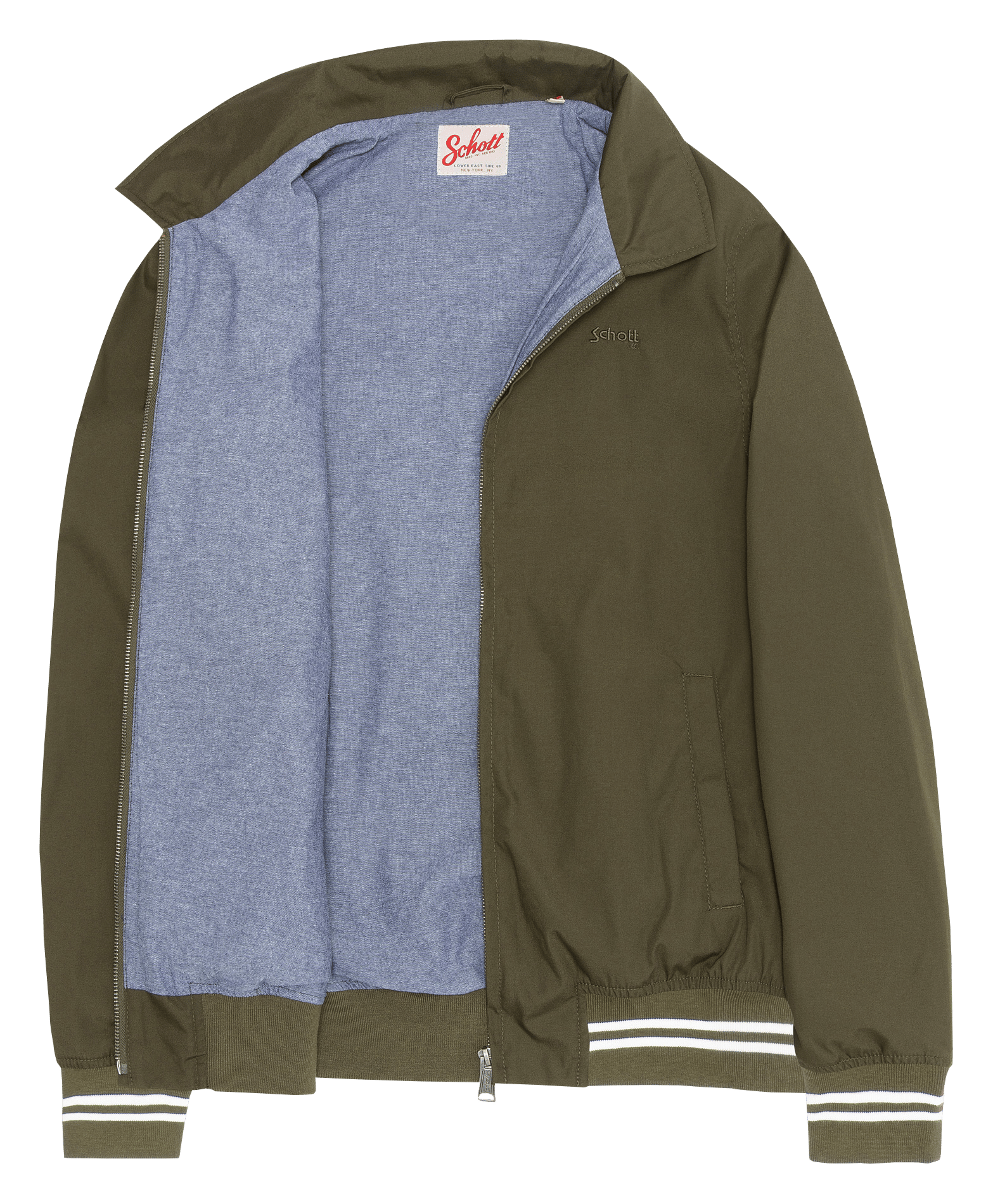 Solid Zip-Up Straight Fit Jacket SCHOTT Khaki