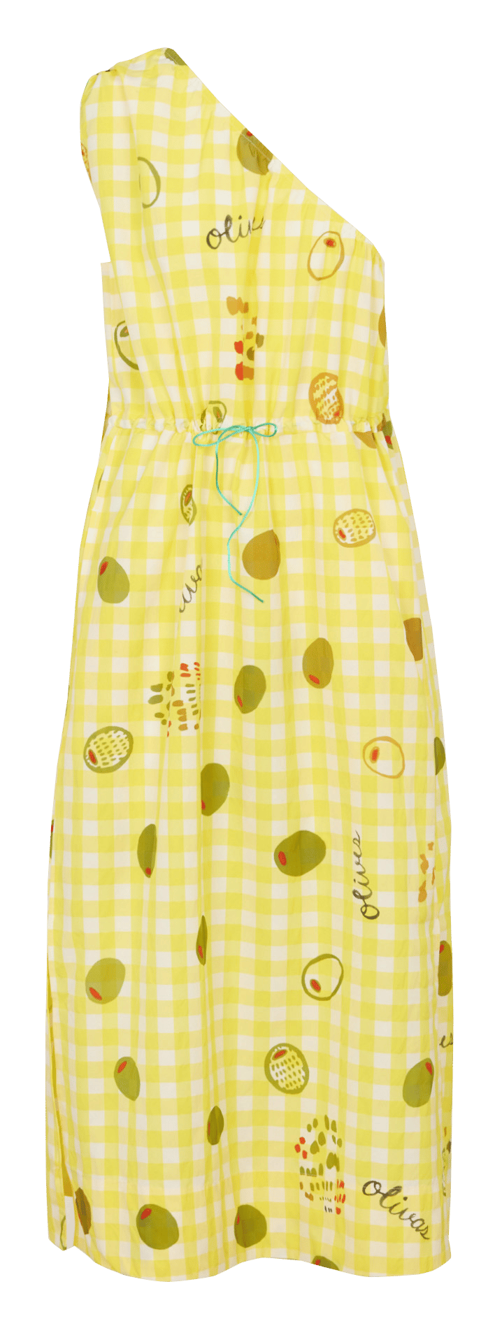 Long dress with asymmetrical neckline print DR BLOOM Yellow