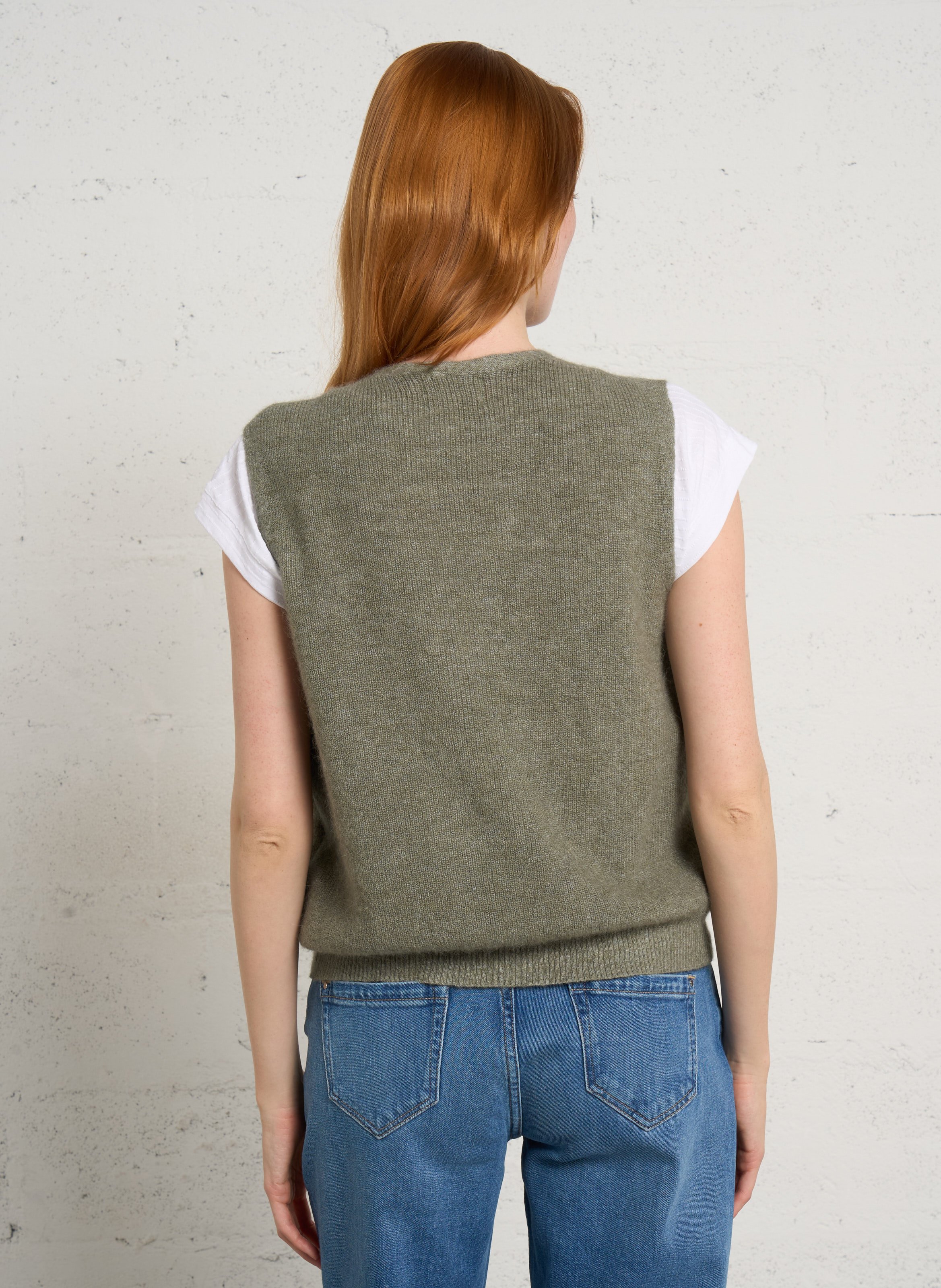 Gilet sans manches en laine mélangée MAISON 123 Vert