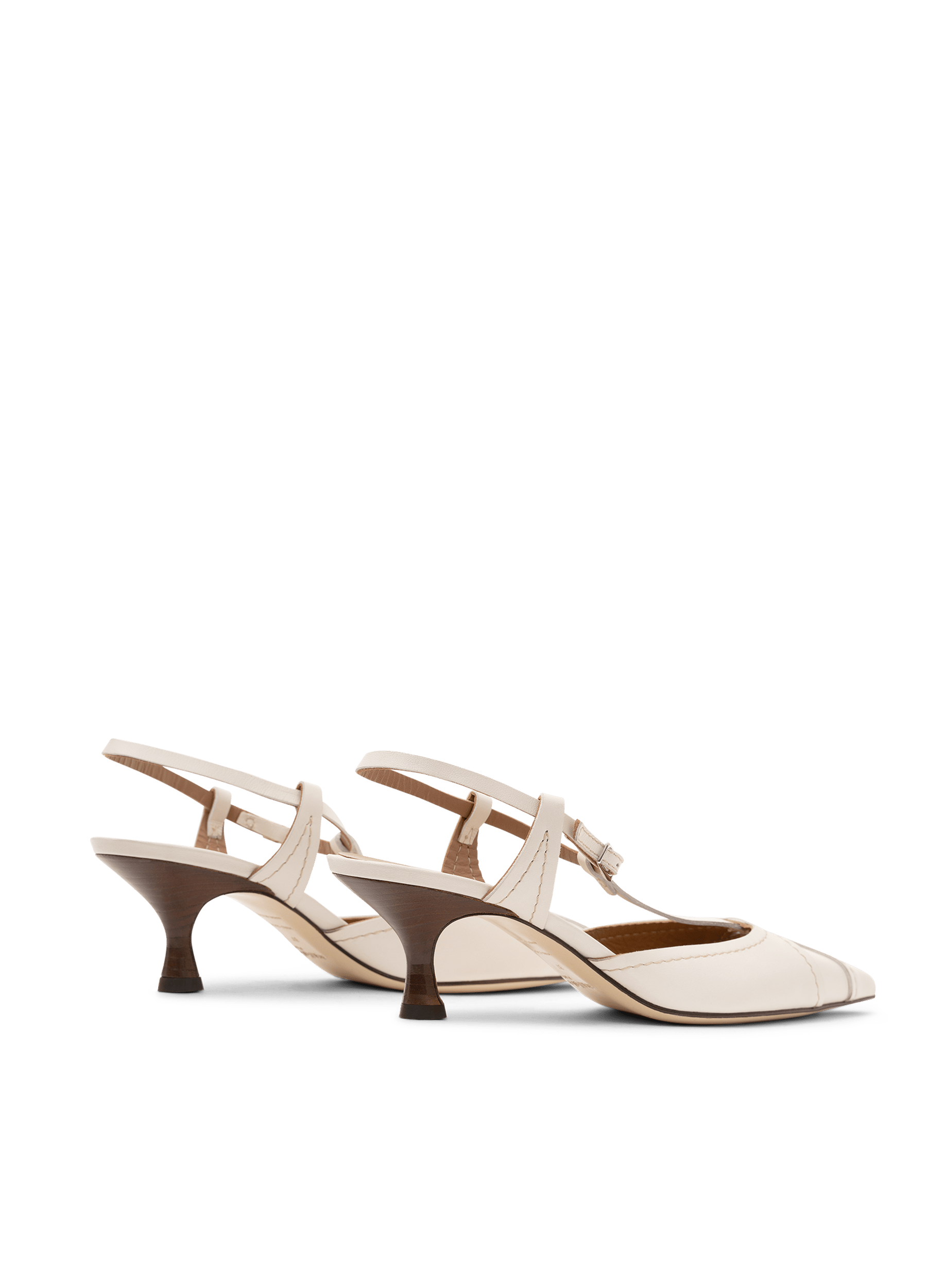 Slingback en cuir lisse latte PARALLELE PARIS Blanc