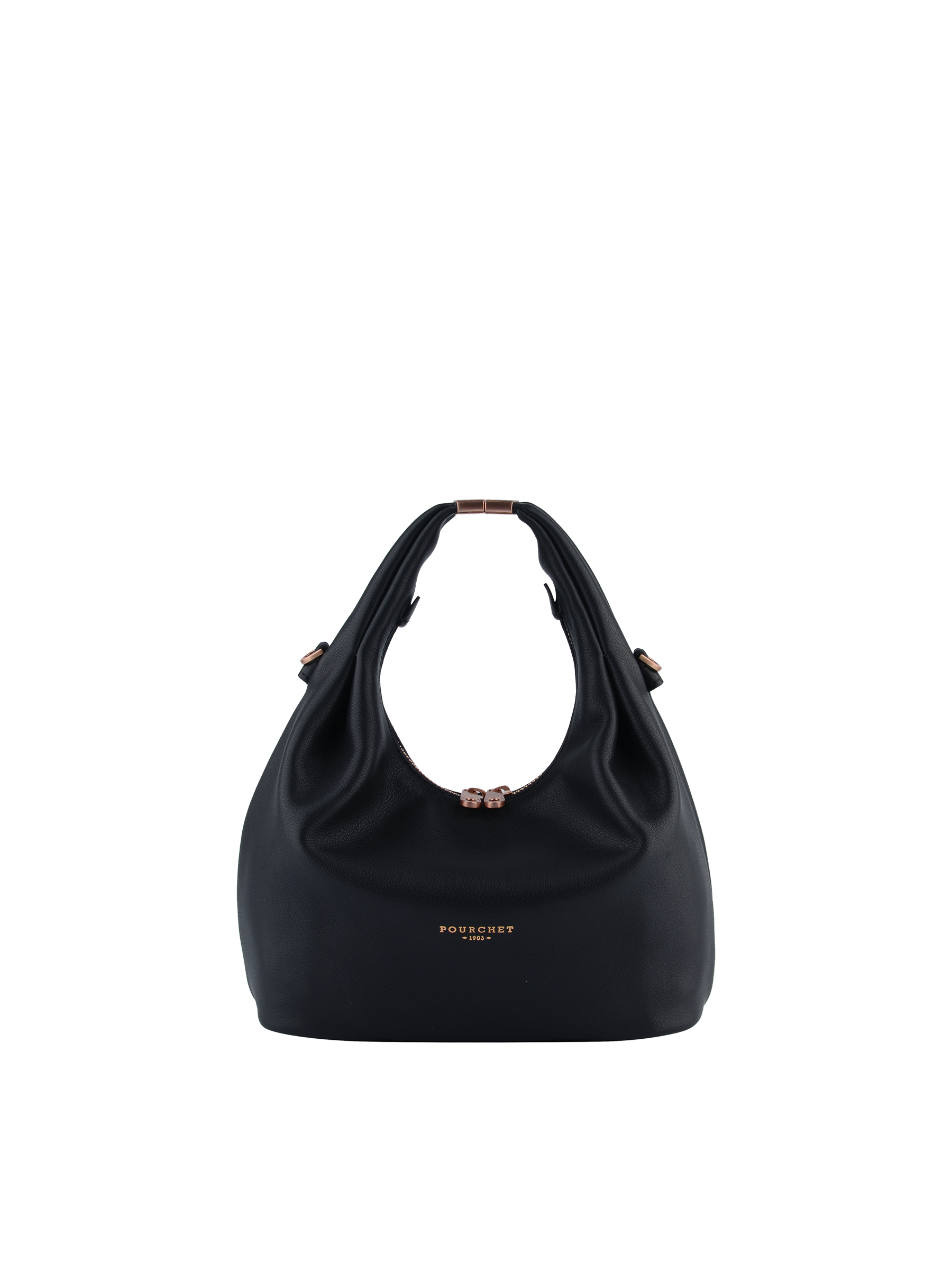 Sac porté main en cuir de vachette POURCHET Bleu