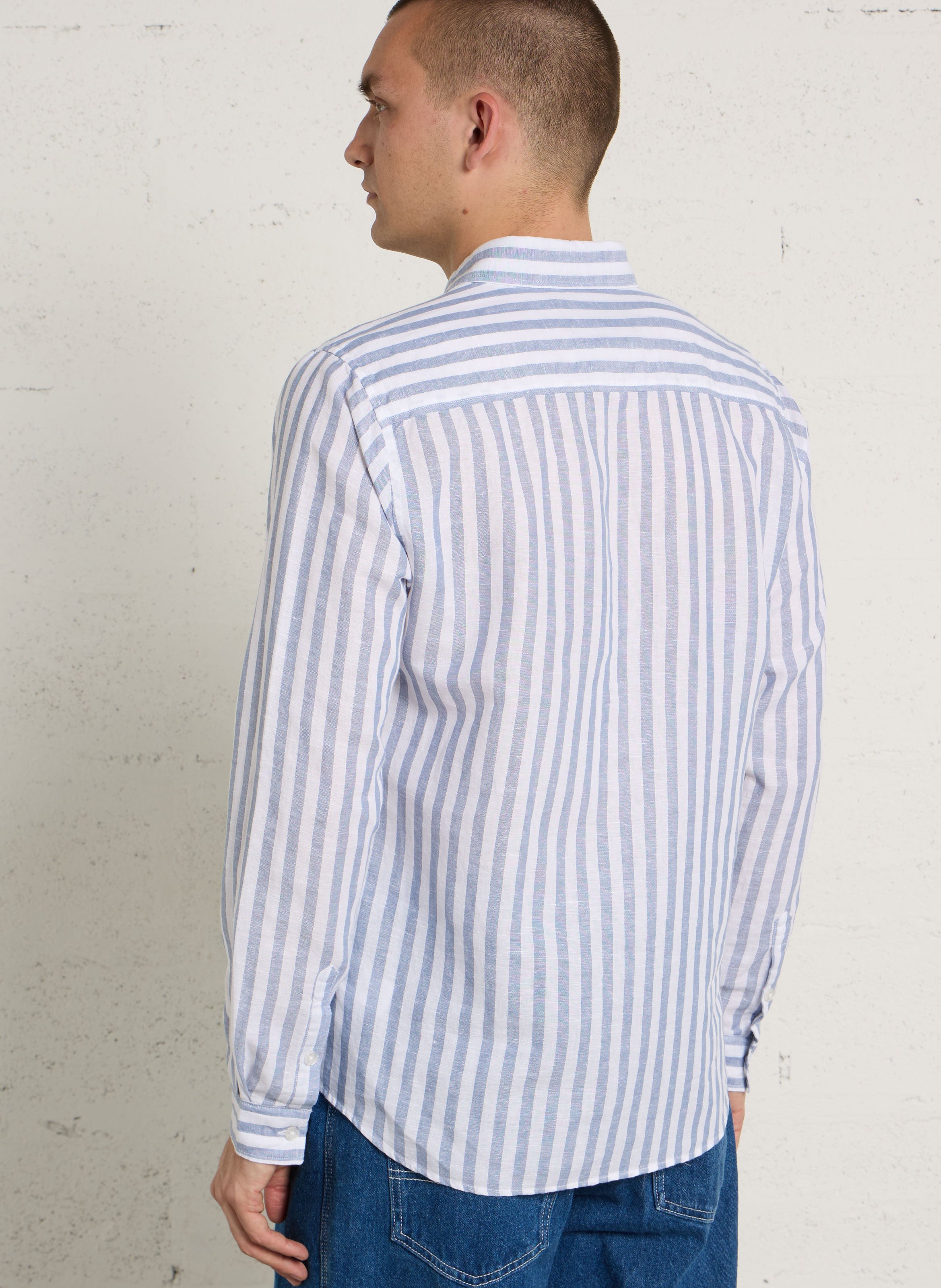 Chemise col classique en lin mélangé LE TEMPS DES CERISES Blanc