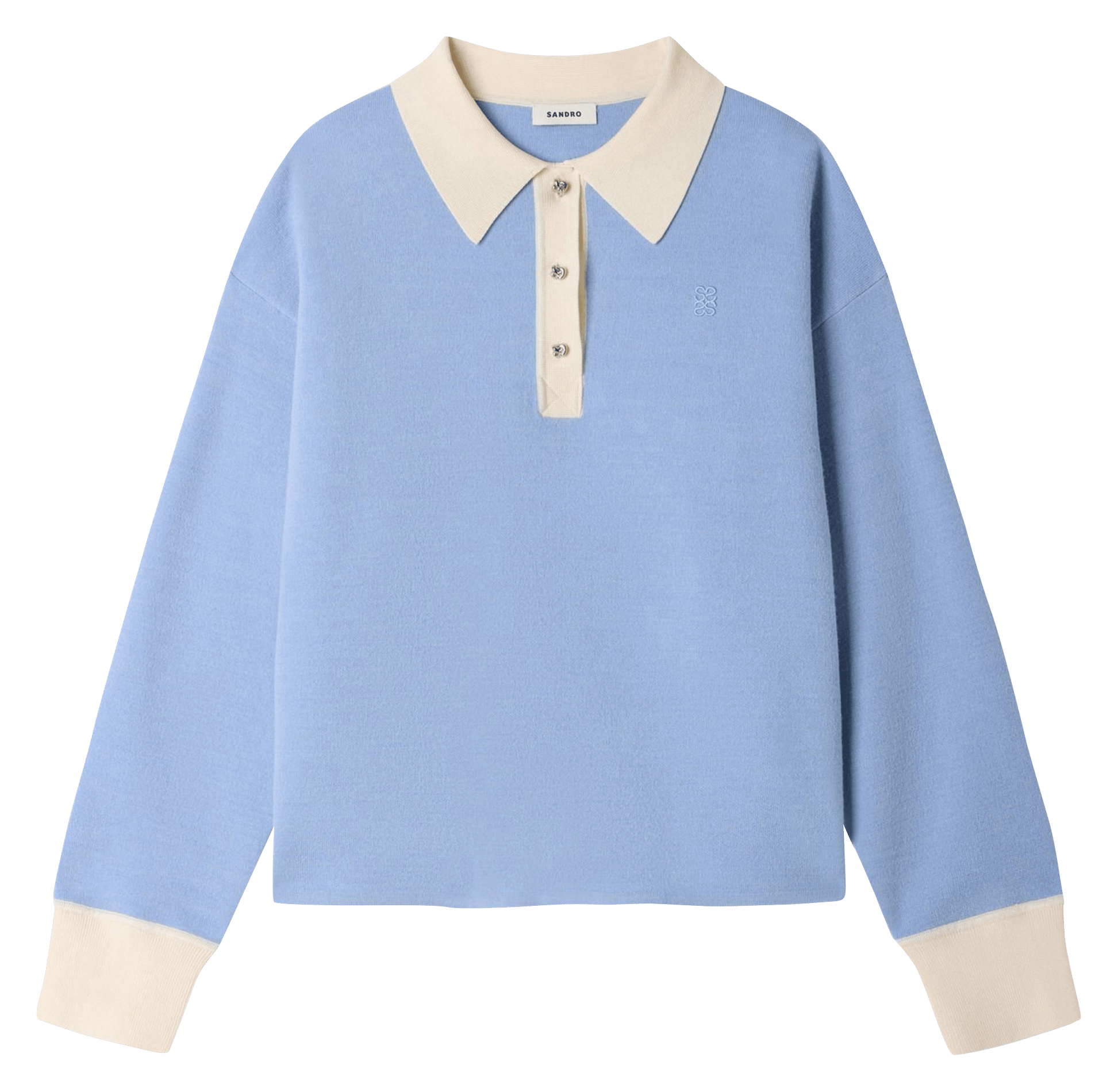 Polo met opstaande kraag in gemengde wol SANDRO Blauw