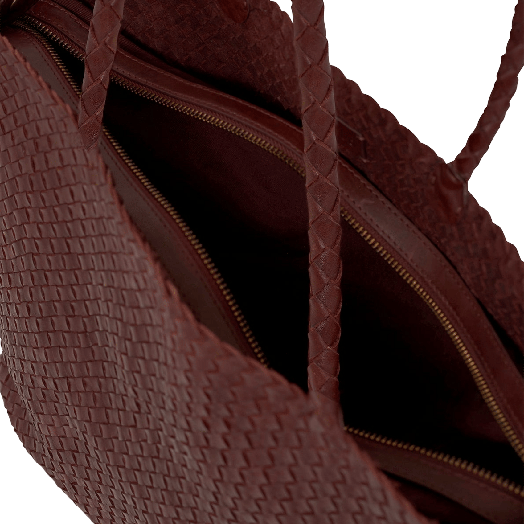 Sac cabas en cuir tressé PABLO Rouge