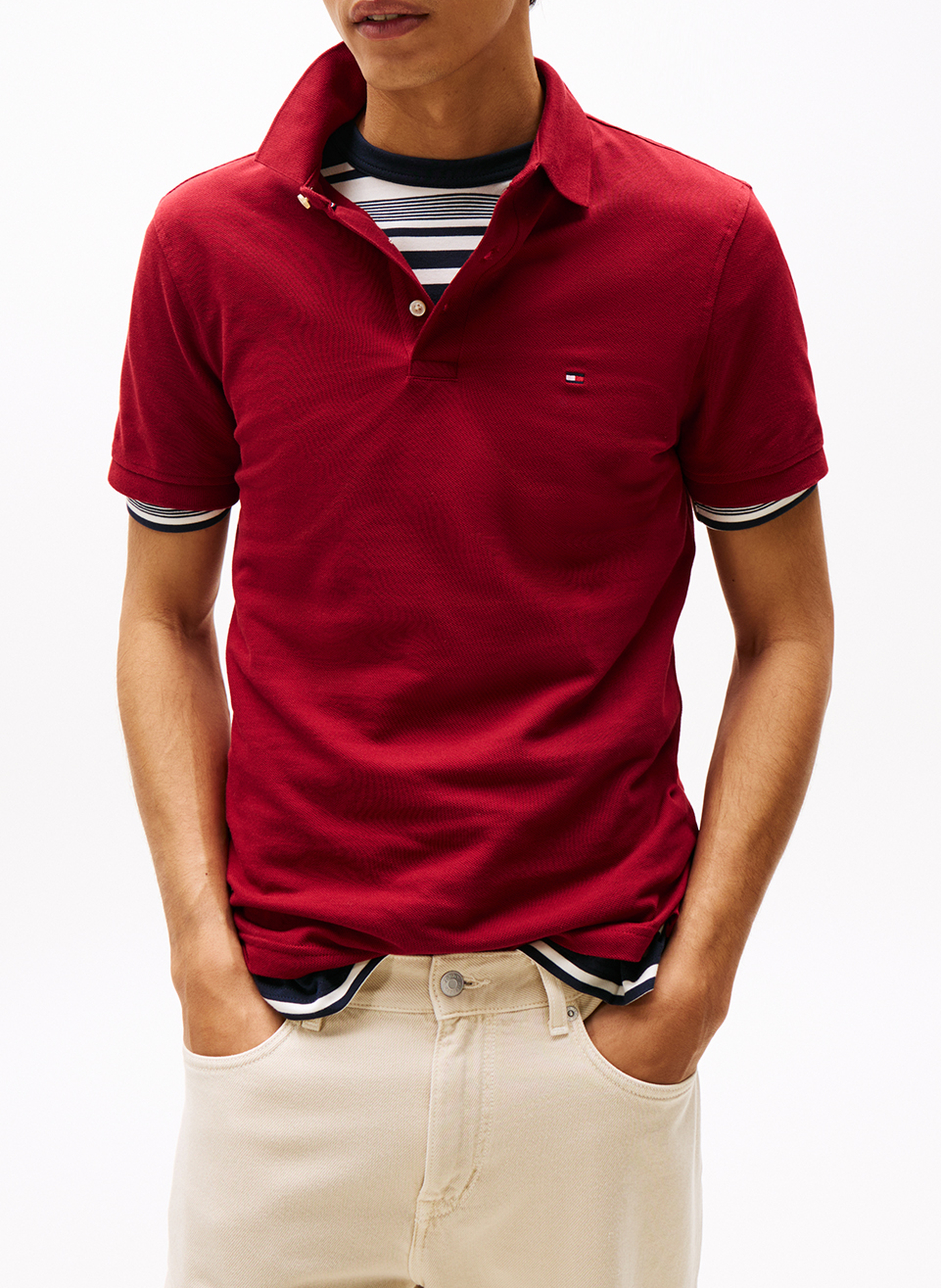 Slimfit-Poloshirt aus Bio-Baumwolle TOMMY HILFIGER Rot
