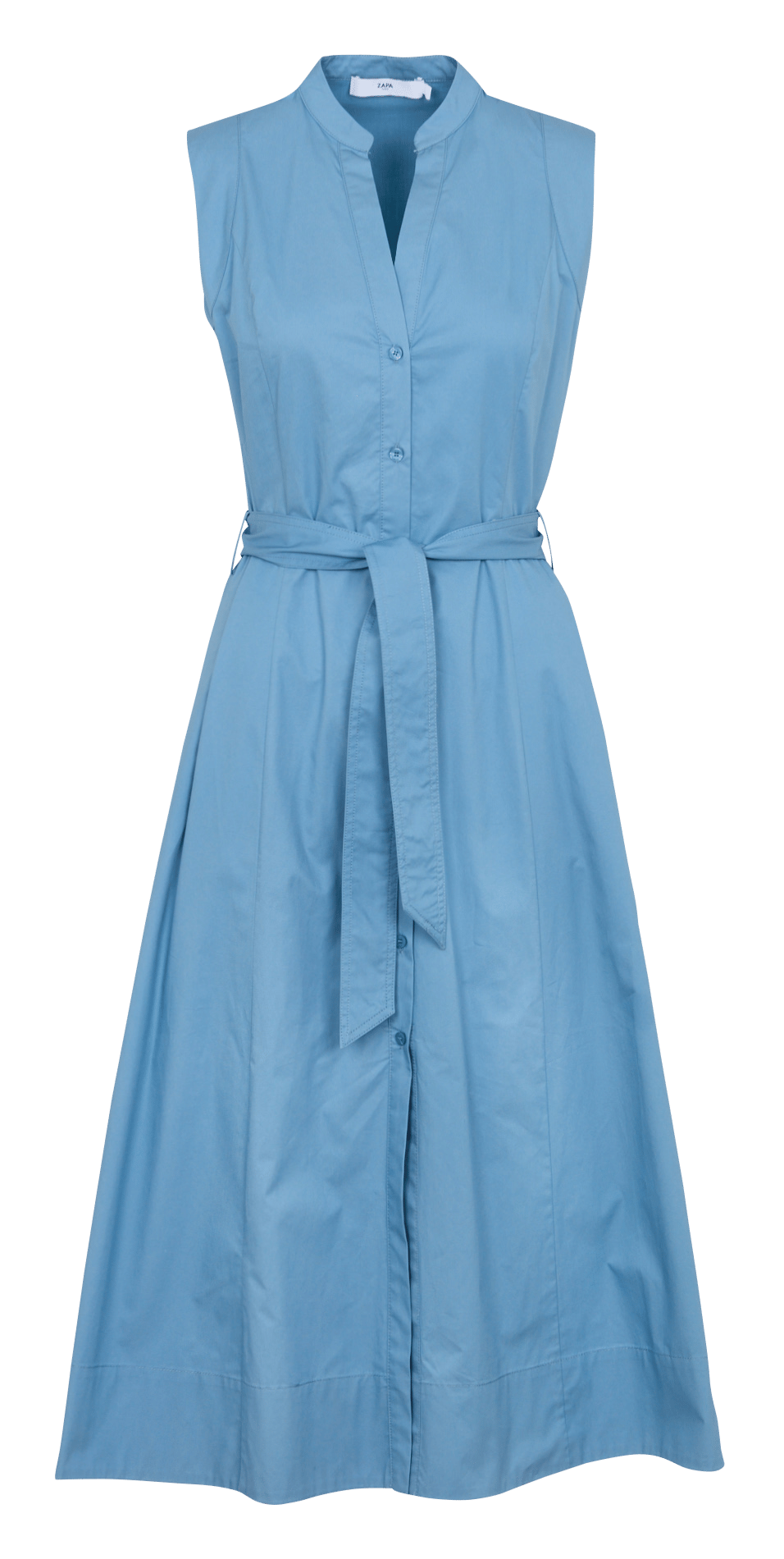 Vestido largo de algodón con cuello de pico ZAPA Azul