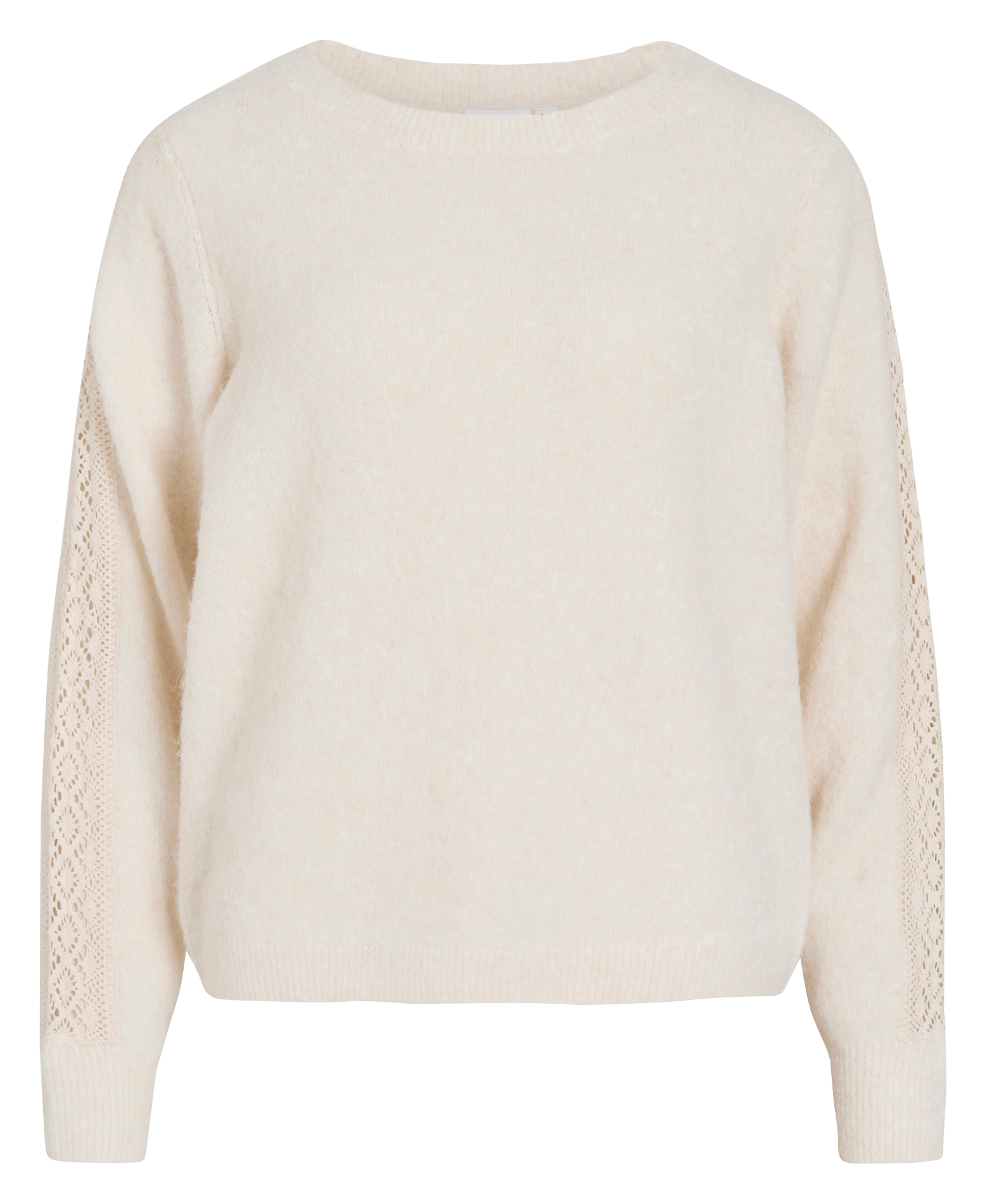 Pull droit à col rond en maille VILA Beige