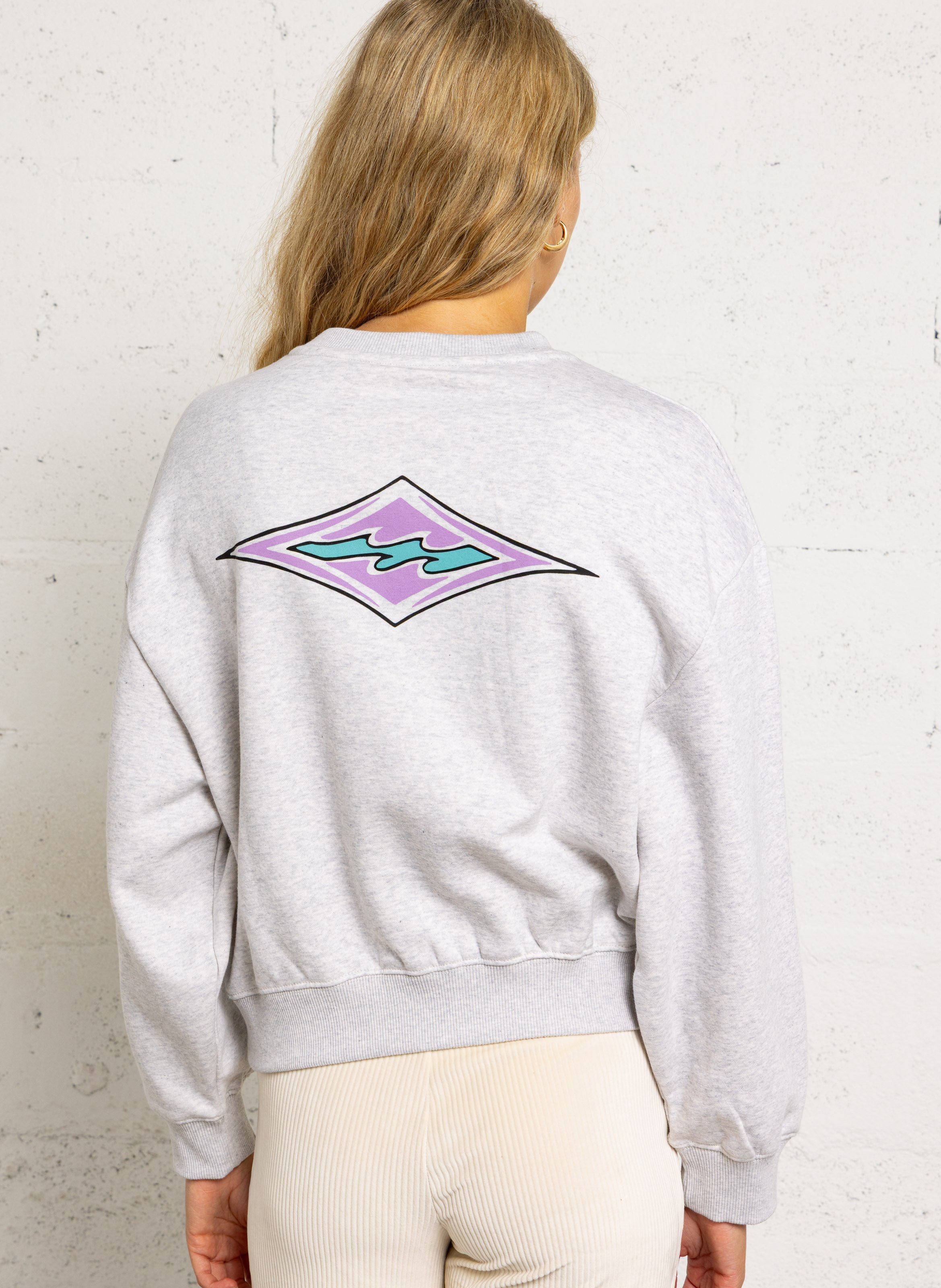 Weites Sweatshirt aus Baumwoll-Mix mit Rundhalsausschnitt und Siebdruck BILLABONG Grau