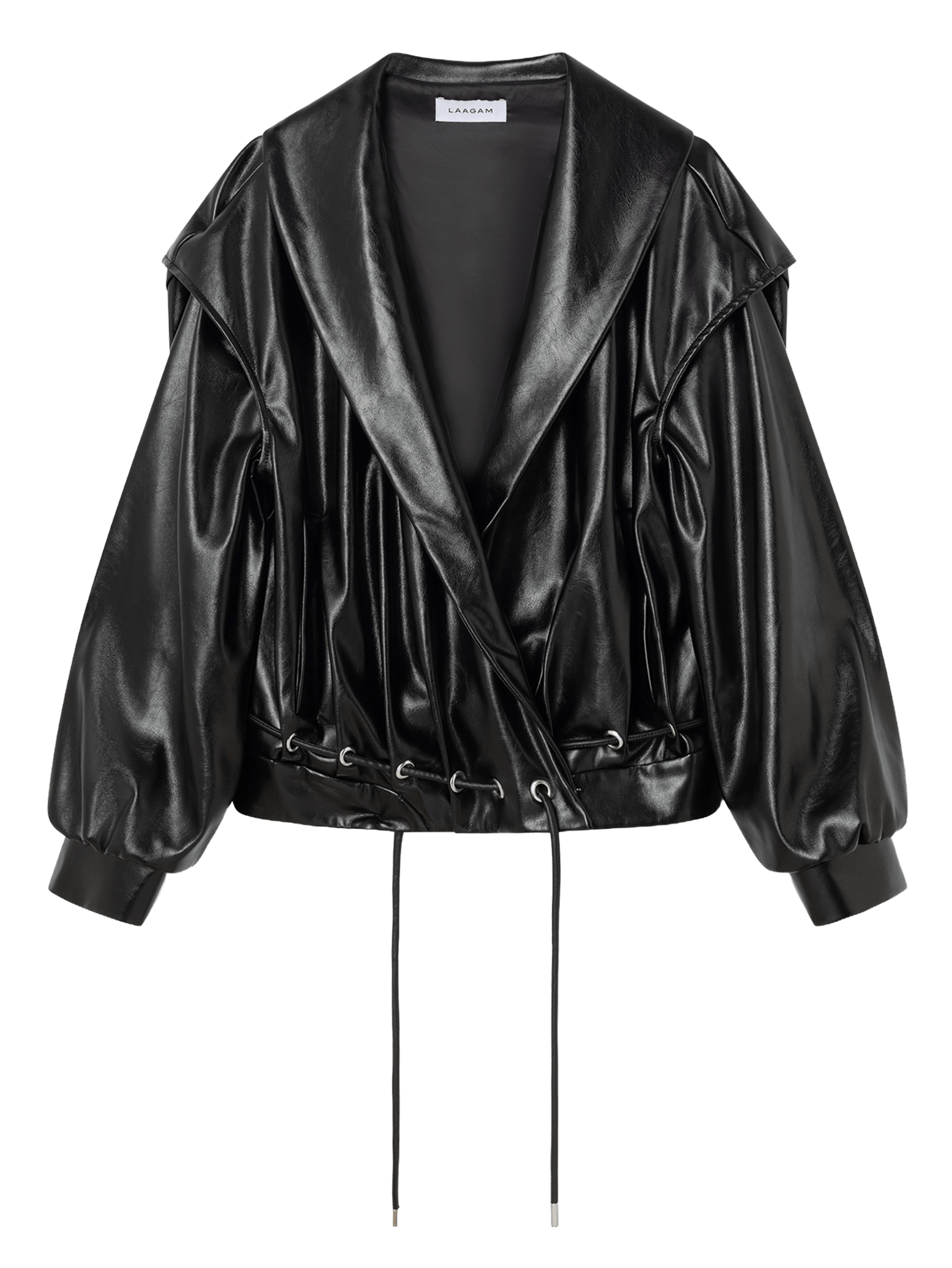 Veste en cuir oversize LAAGAM Noir