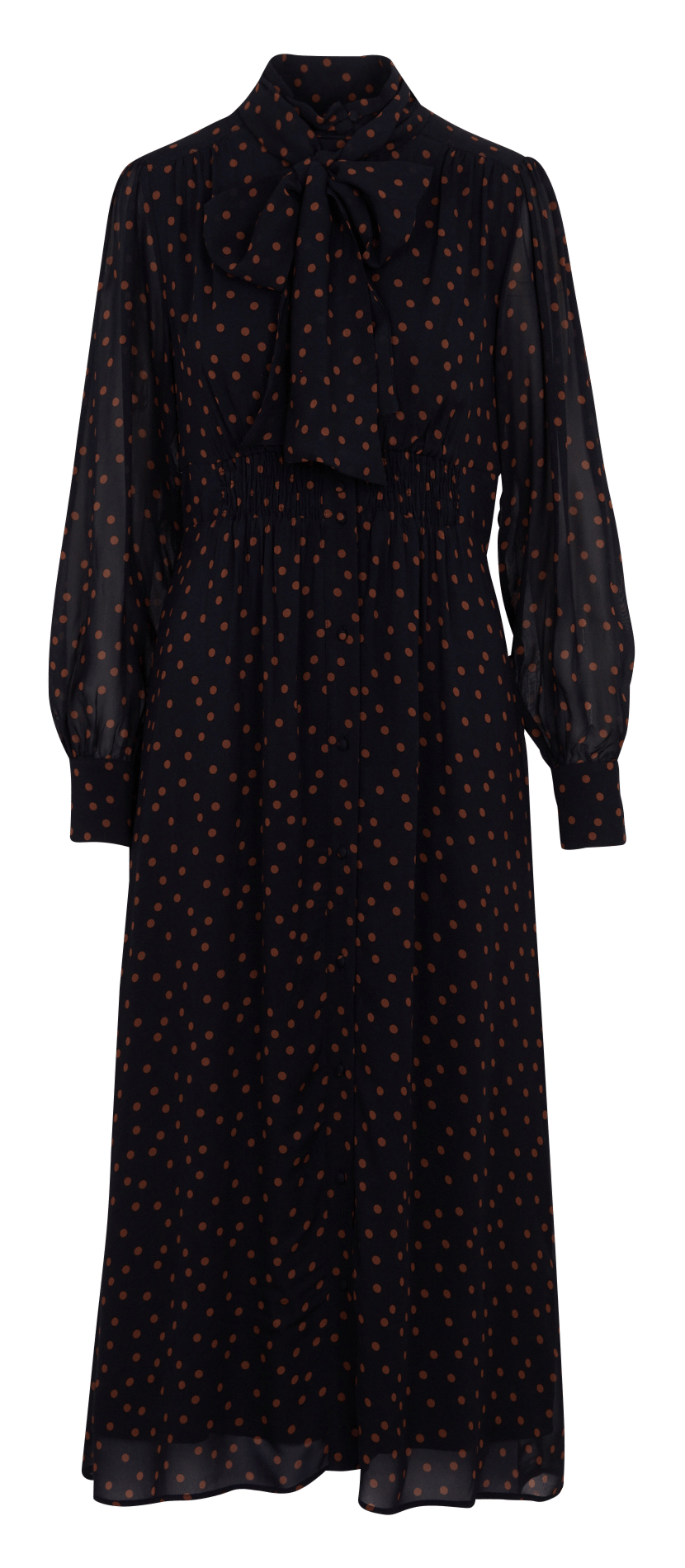 Langes, figurbetontes langes Kleid mit Punkten MAISON 123 Blau