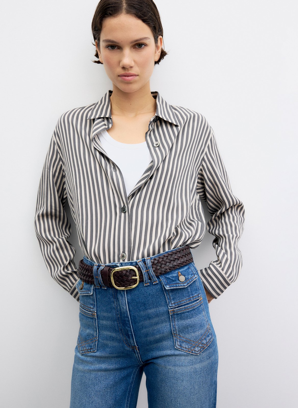 Chemise droit col classique rayée GERARD DAREL Gris