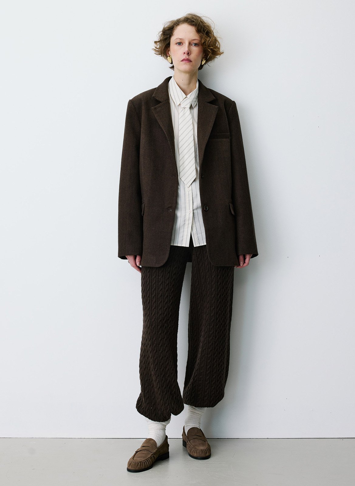Plain structured tailored jacket GRACE ET MILA Brown