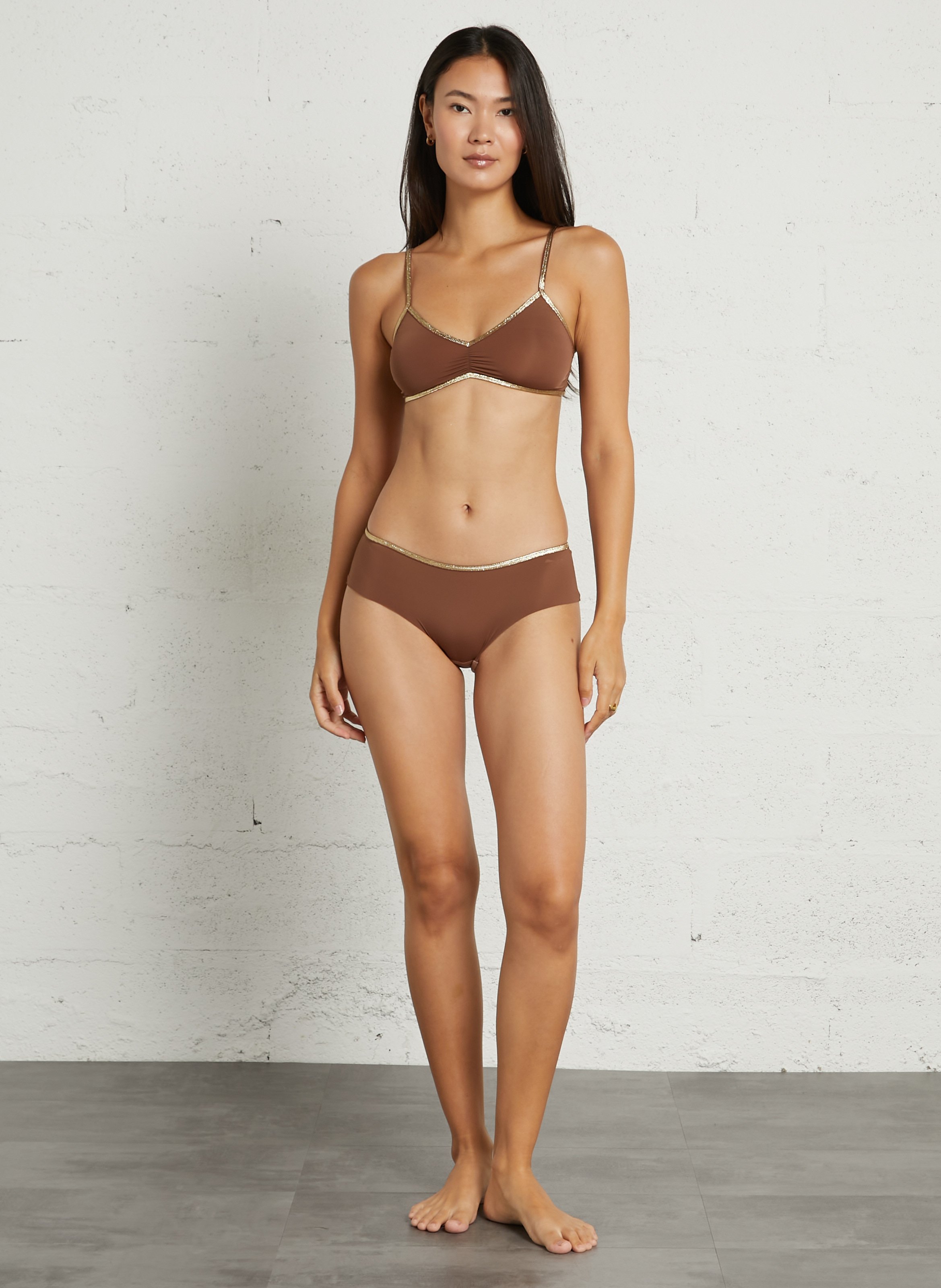 Bügelloser Bustier in Metallic-Optik LA NOUVELLE Braun
