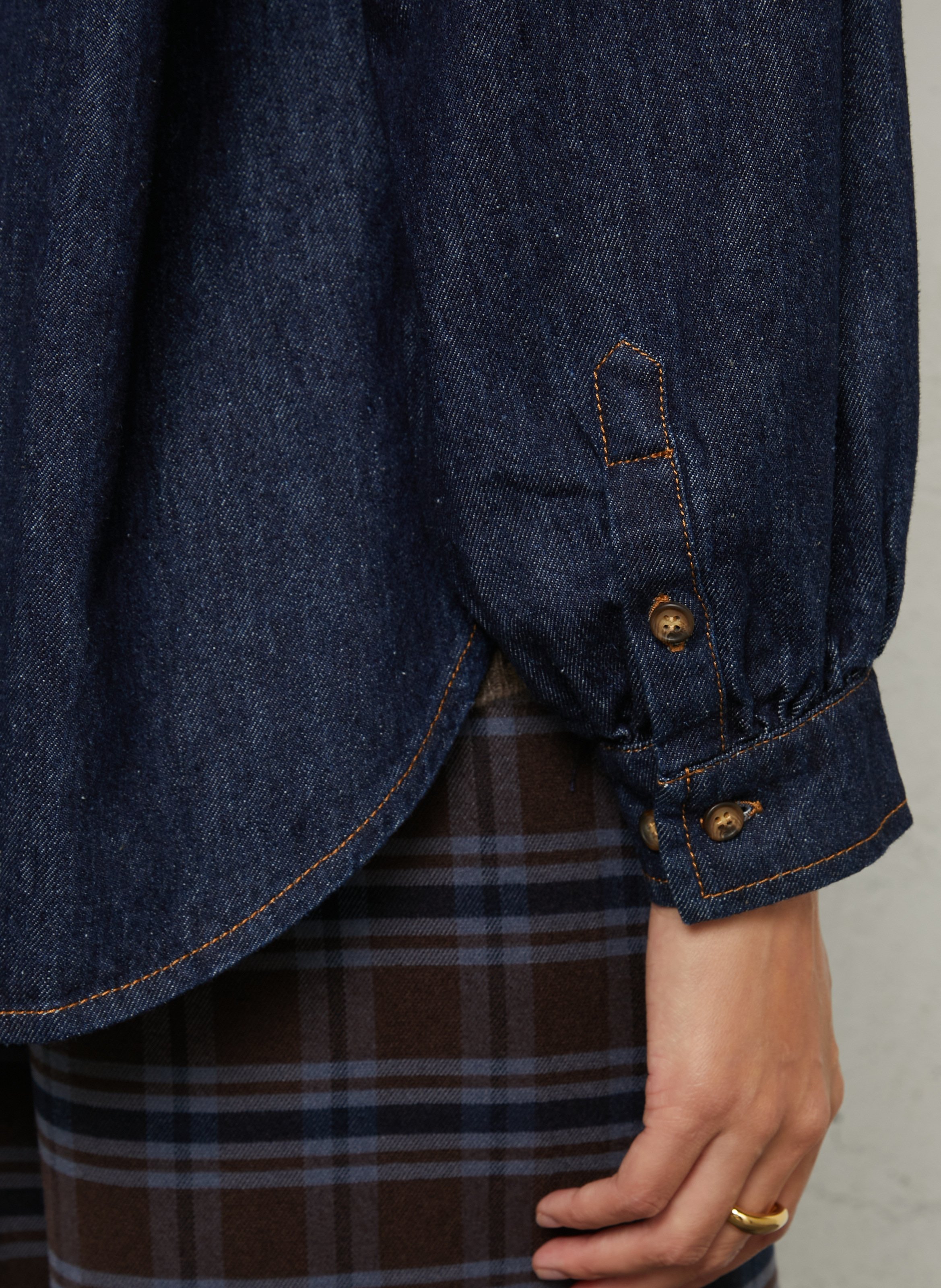 Weites Hemd mit klassischem Kragen aus Baumwollmischung Denim HOD PARIS Blau