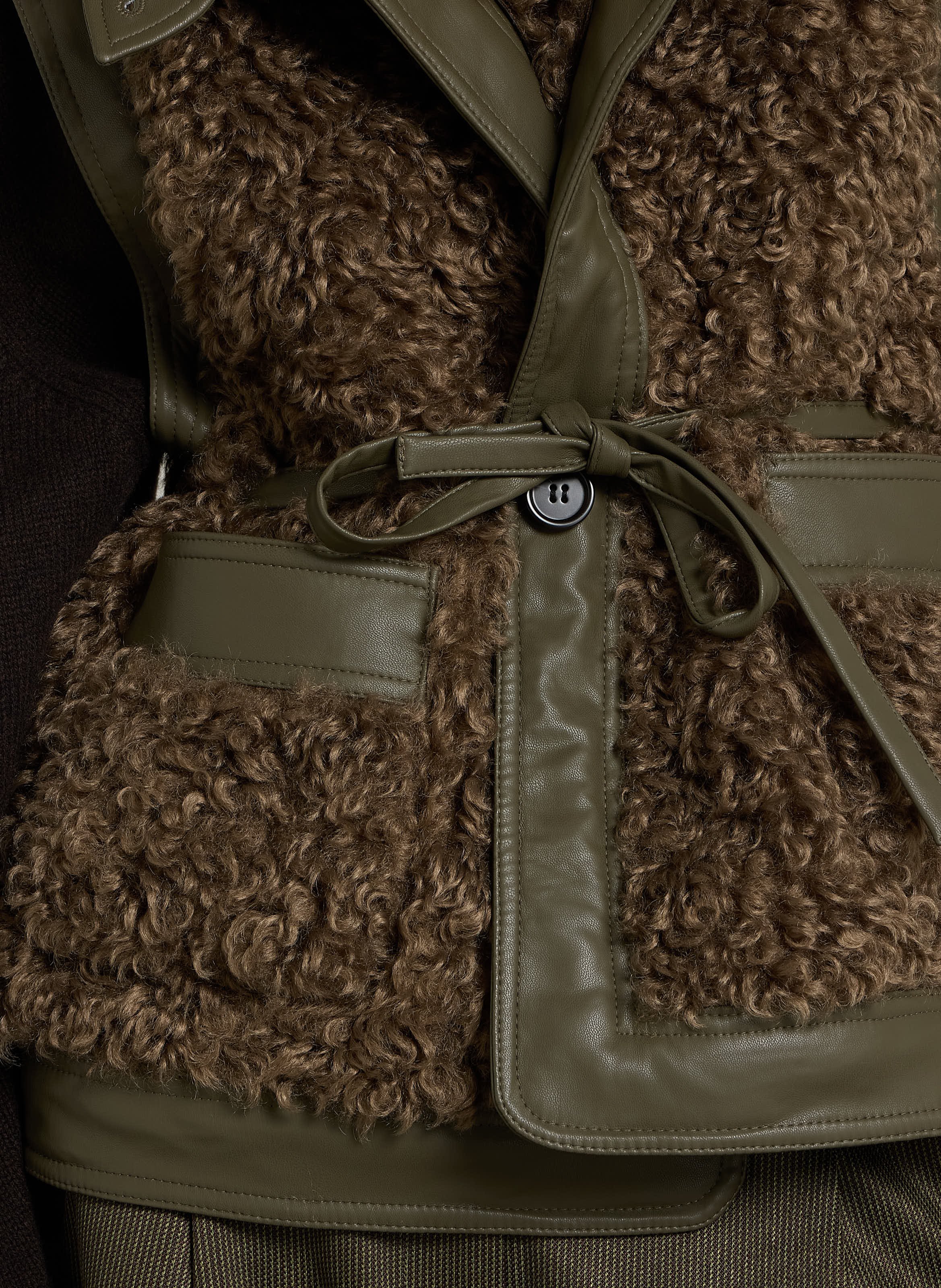 Veste sans manches droite réversible LEON & HARPER Kaki