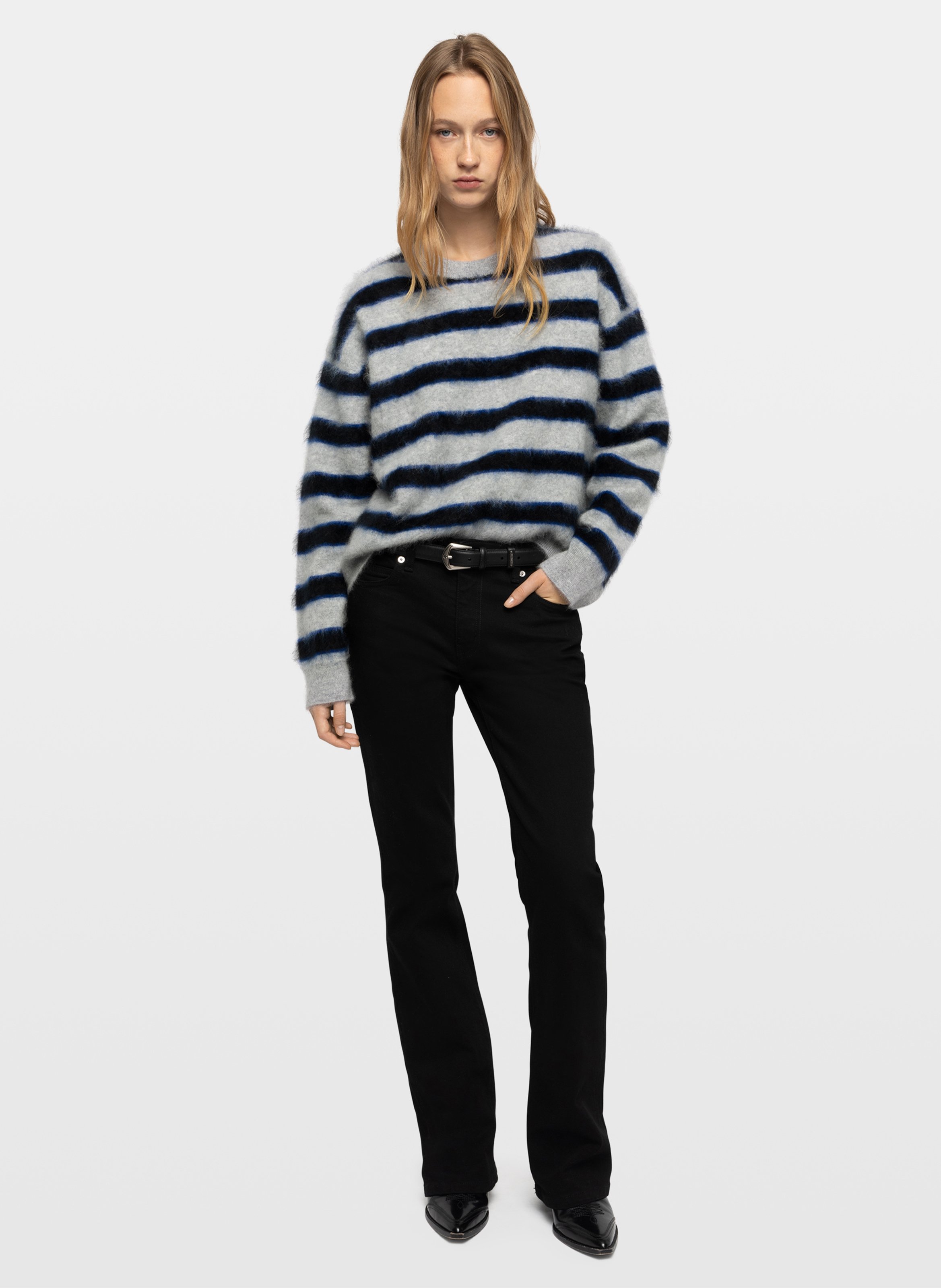 Pull droit col rond en cachemire ZADIG&VOLTAIRE Grey