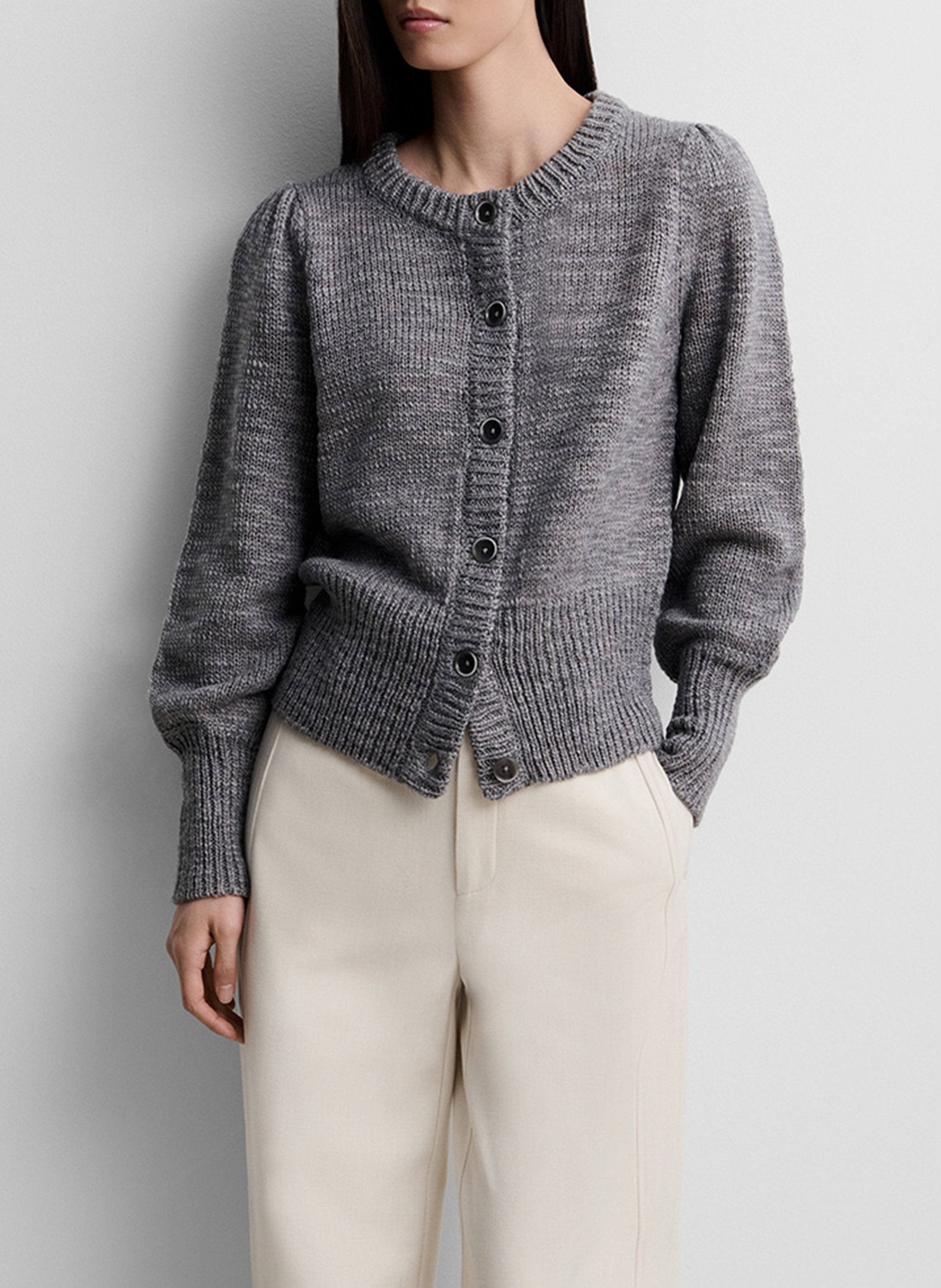 Cardigan court en maille uni SIMORRA Gris