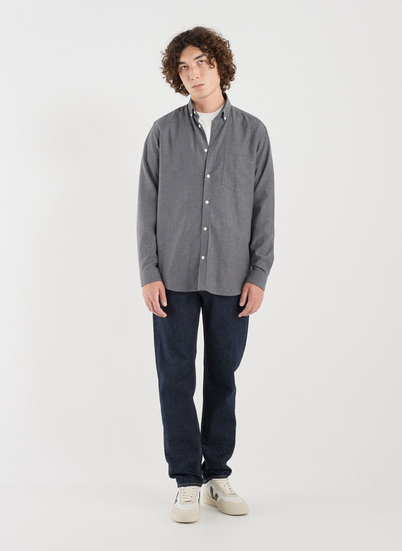 Straight-cut ribbed cotton shirt AU PRINTEMPS PARIS Grey