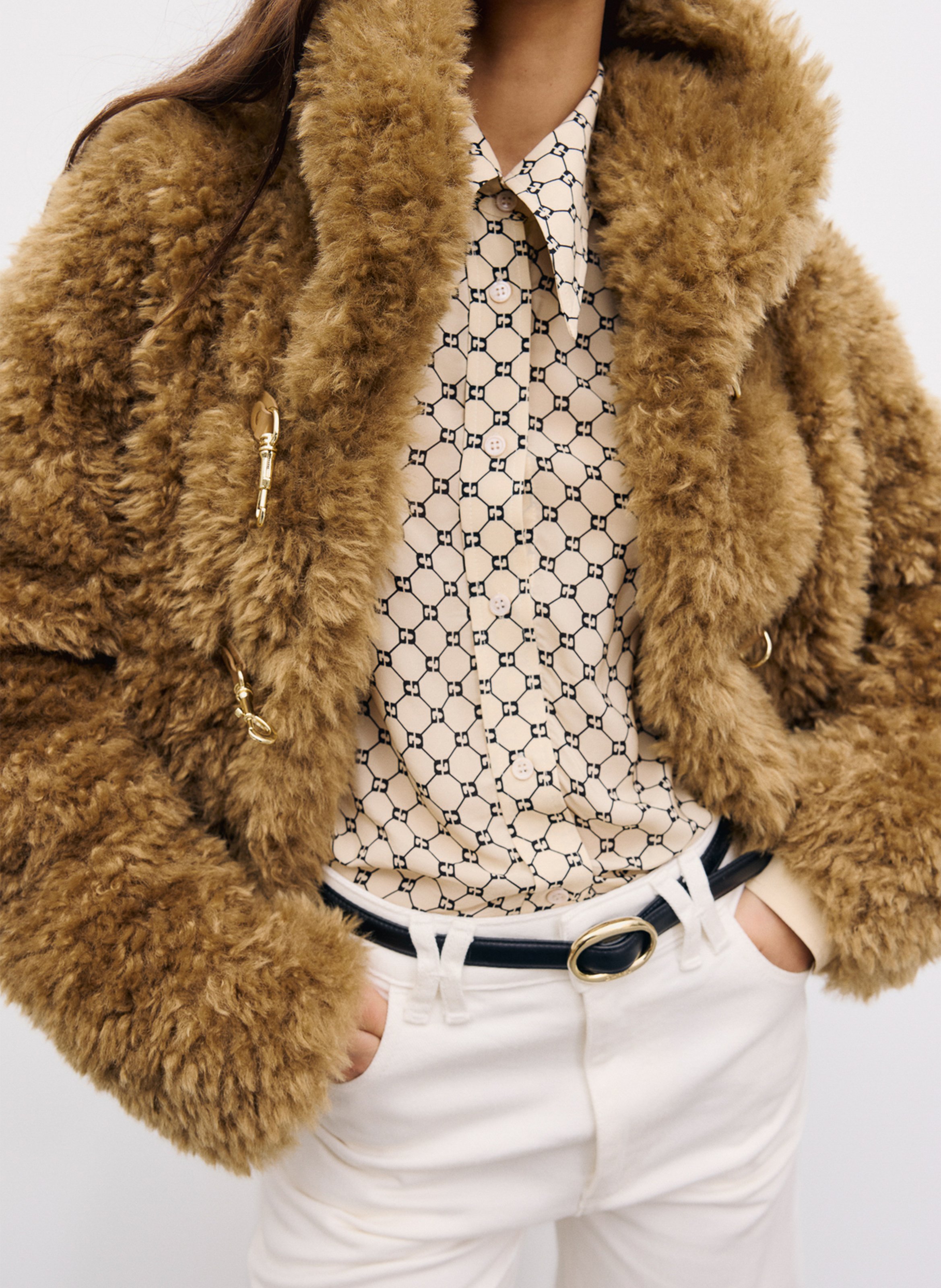 Straight faux fur coat GERARD DAREL Beige