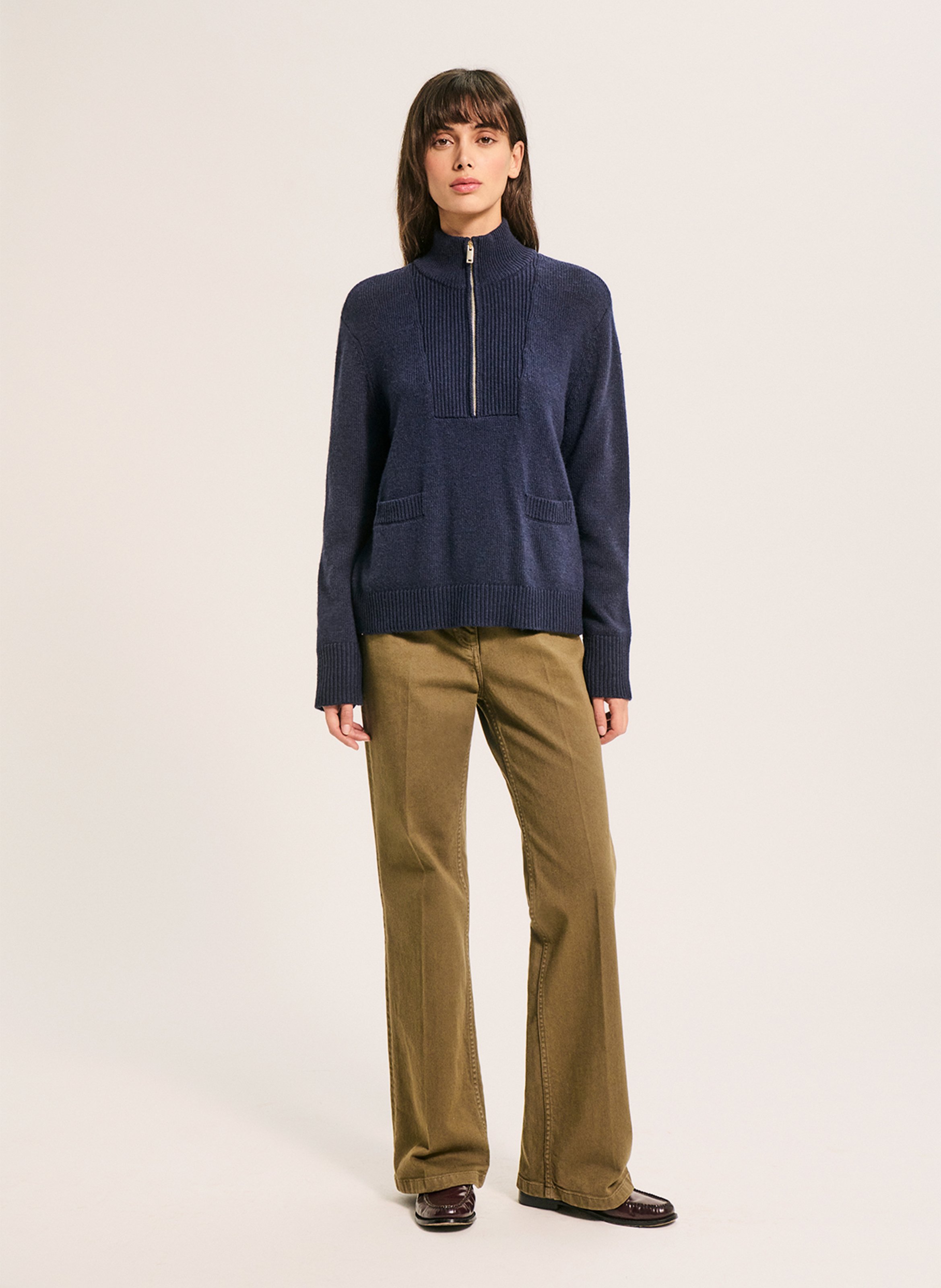 Wool-blend sweater with zippered high neck PABLO Blue