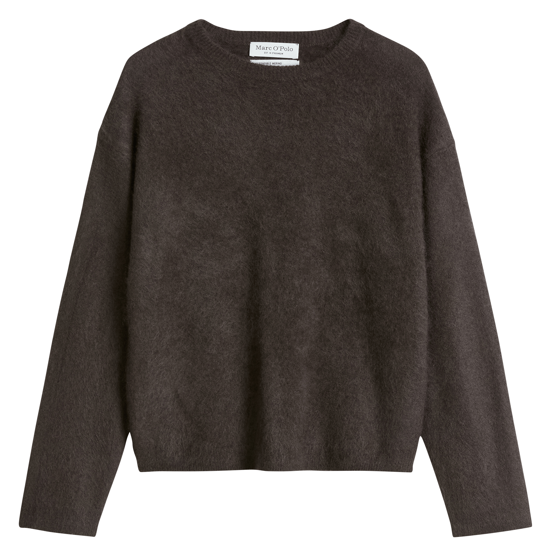 Pull col rond en laine mélangée MARC O'POLO Marron