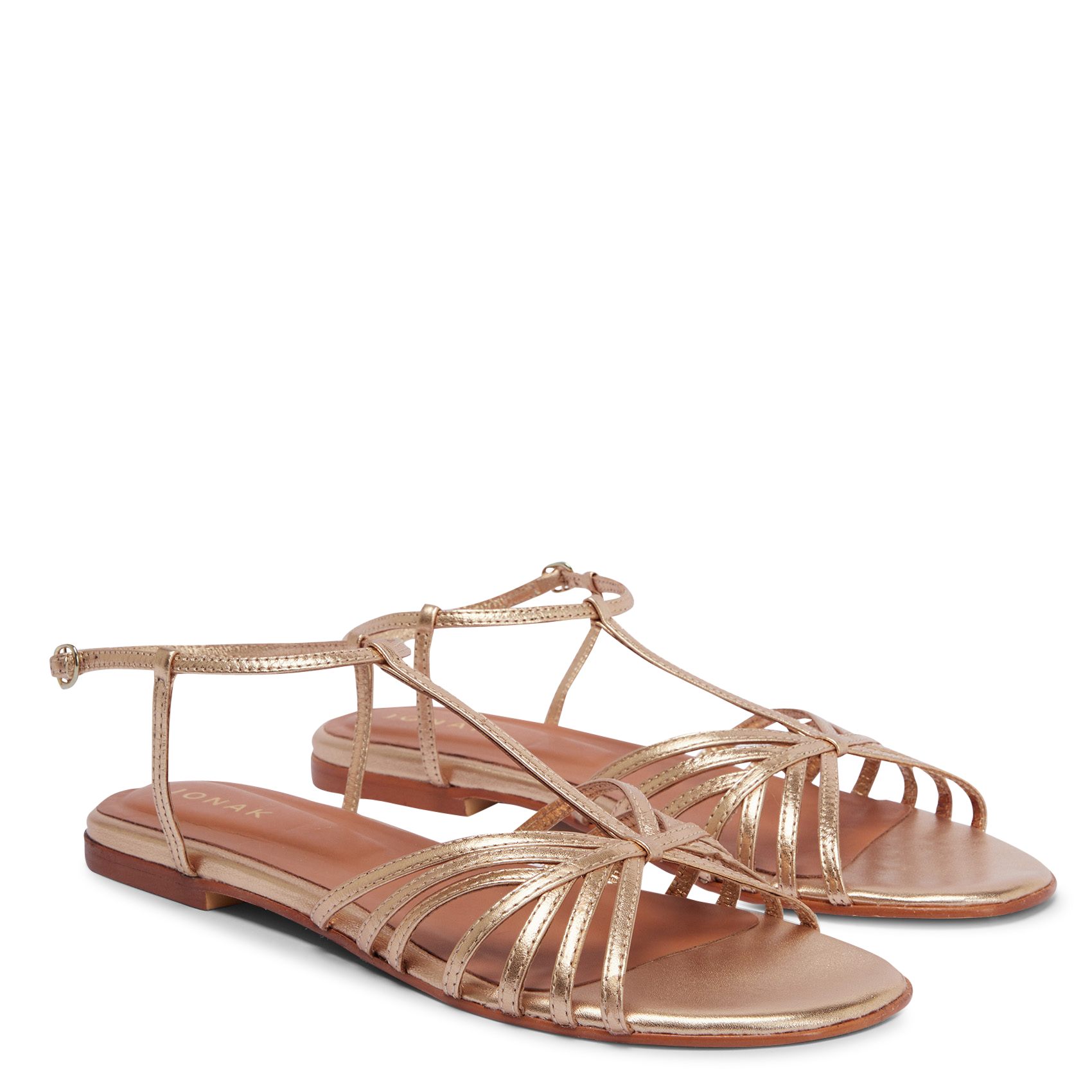 Flat leather sandals JONAK Golden