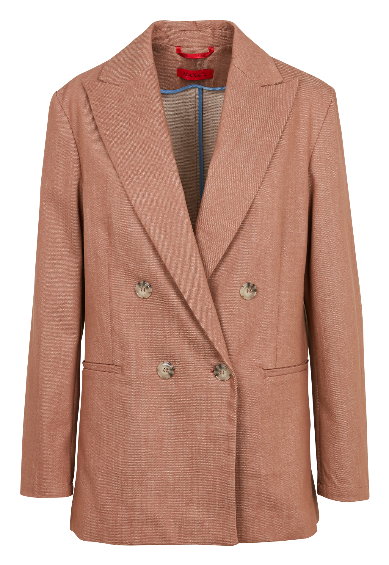 Blazer droit en denim coton mélangé Marron