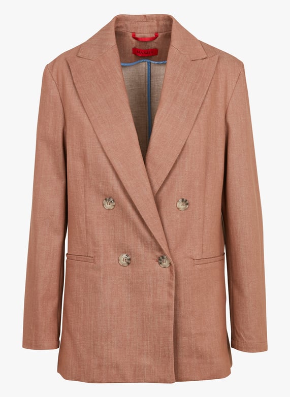 Cotton-Blend denim straight blazer Brown Women Place