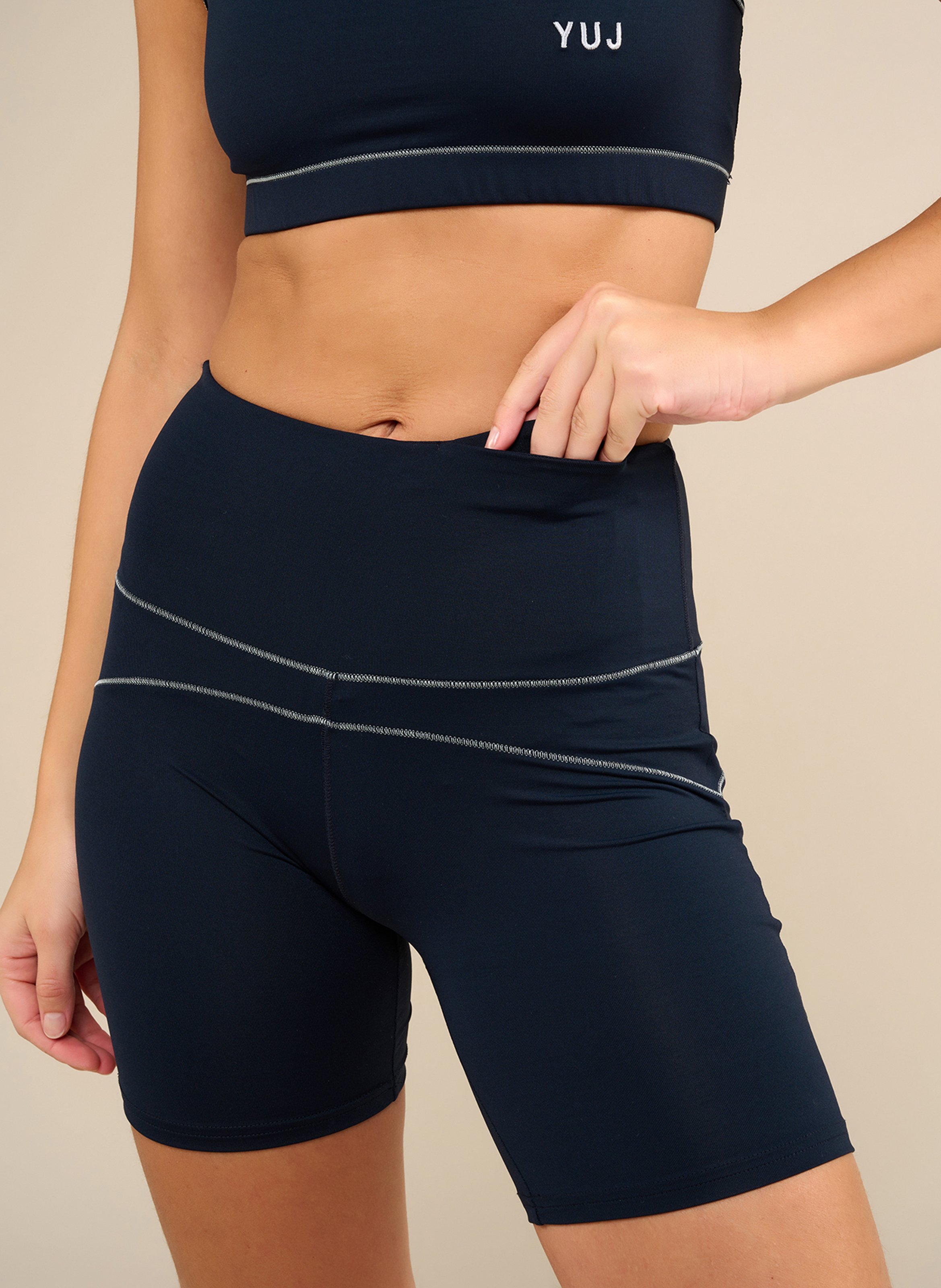 Short cycliste de yoga YUJ YOGA PARIS Bleu