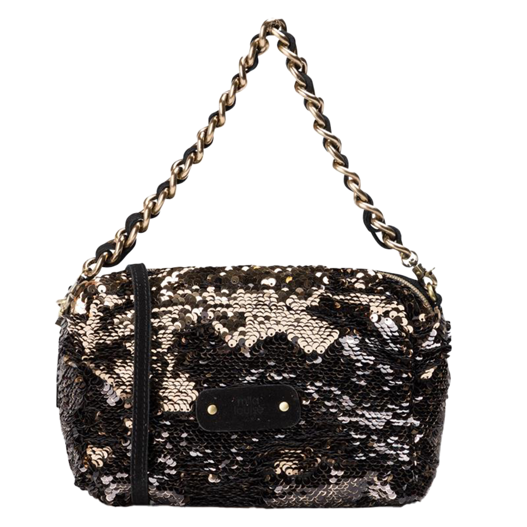 Stoffen schoudertas met lovertjes MILA LOUISE Zwart