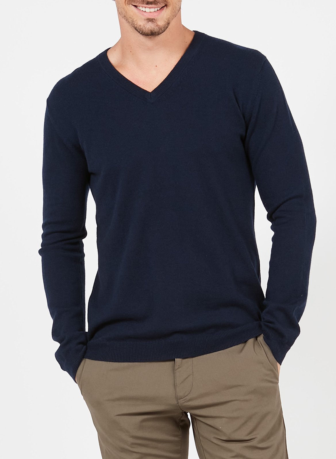 Pull col V en cachemire AU PRINTEMPS PARIS Bleu