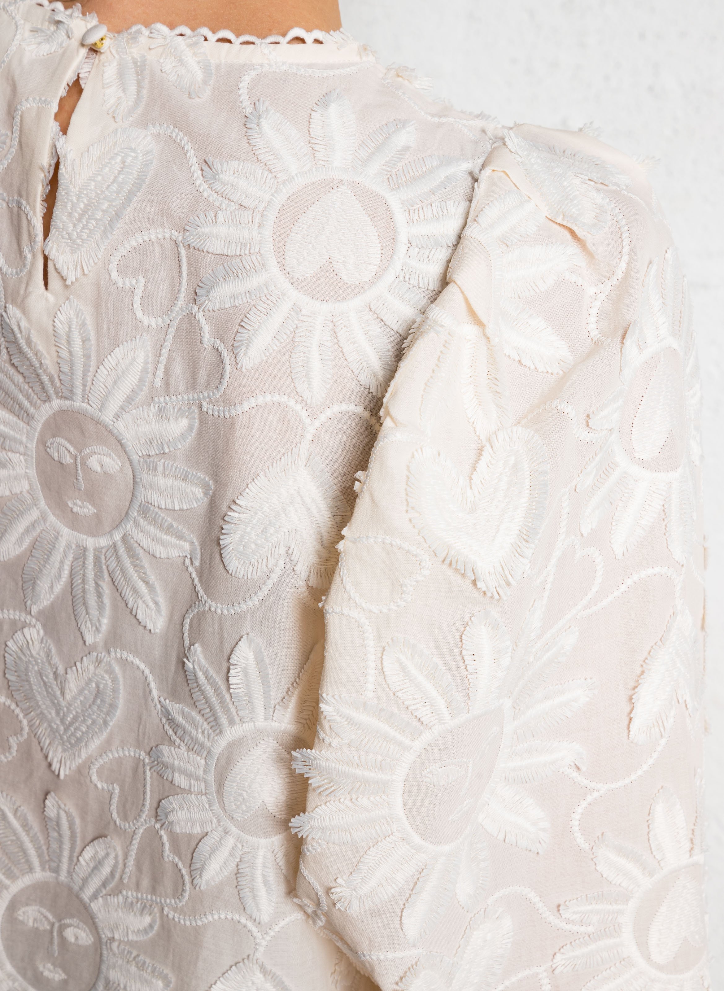 Rechte katoenen top met borduursel FABIENNE CHAPOT Wit