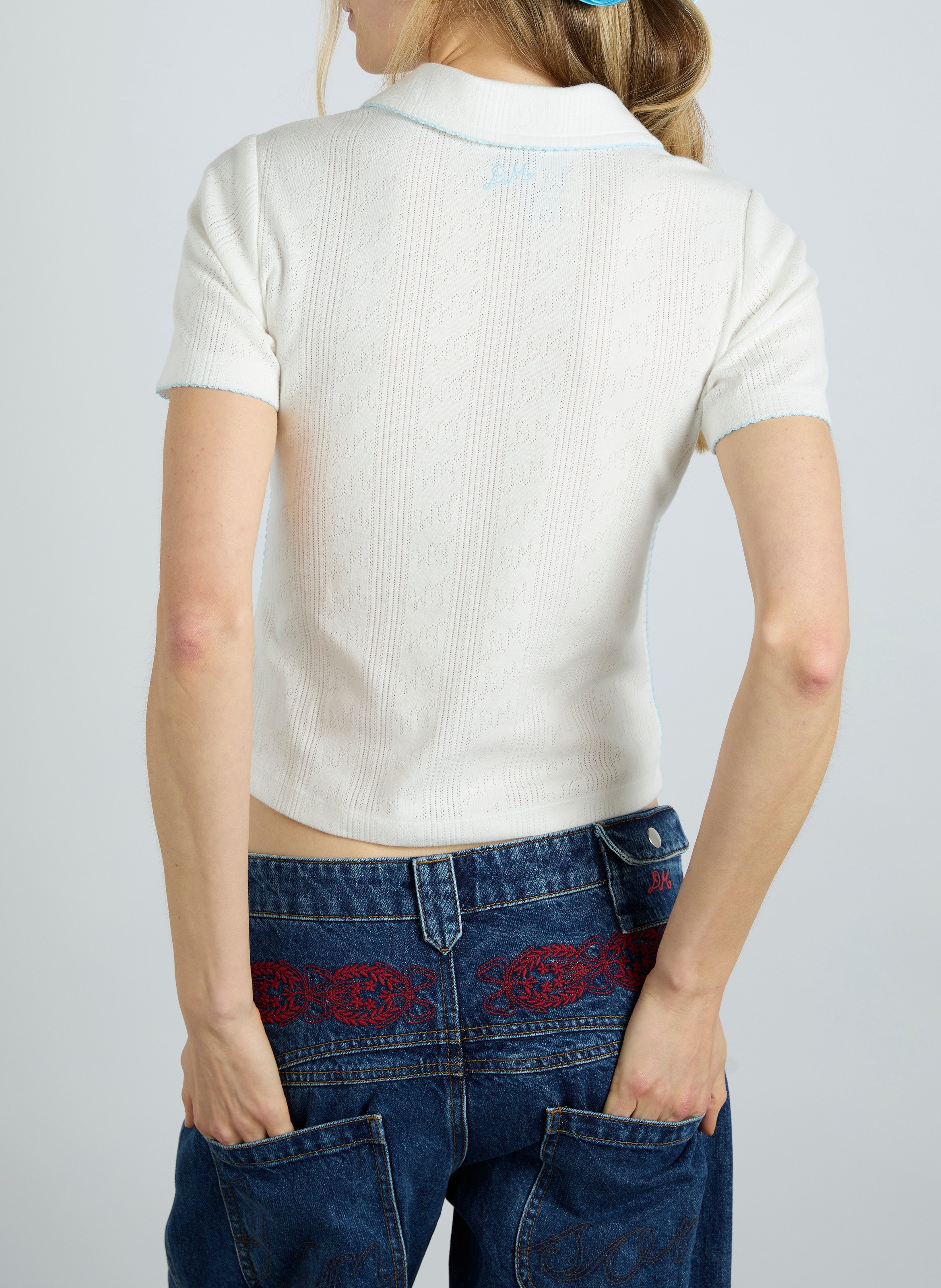 Short-sleeved perforated polo DAMSON MADDER White