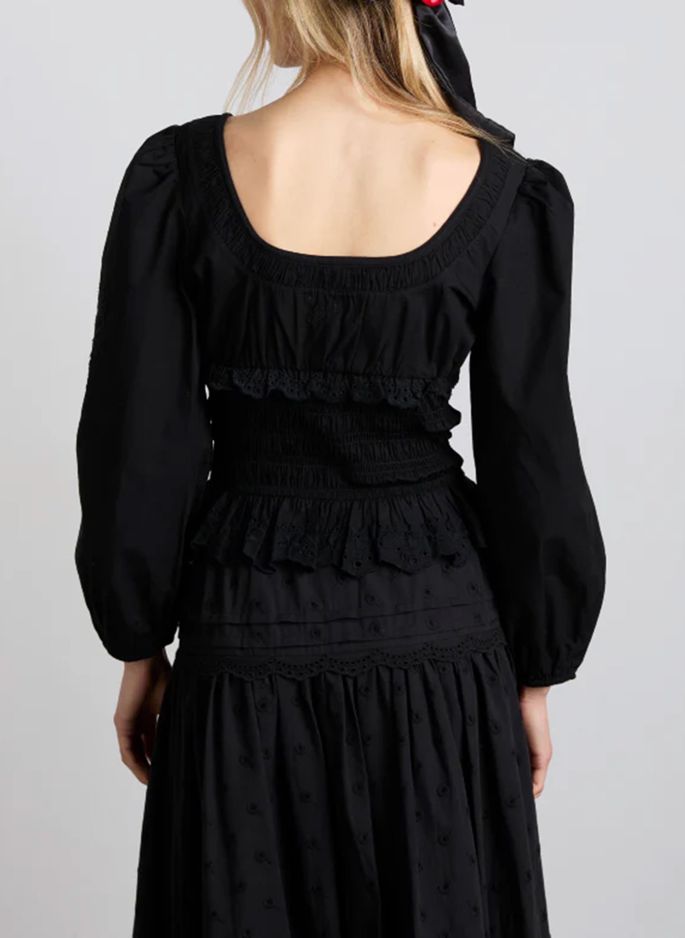 Ruched Long Sleeve Top DAMSON MADDER Black