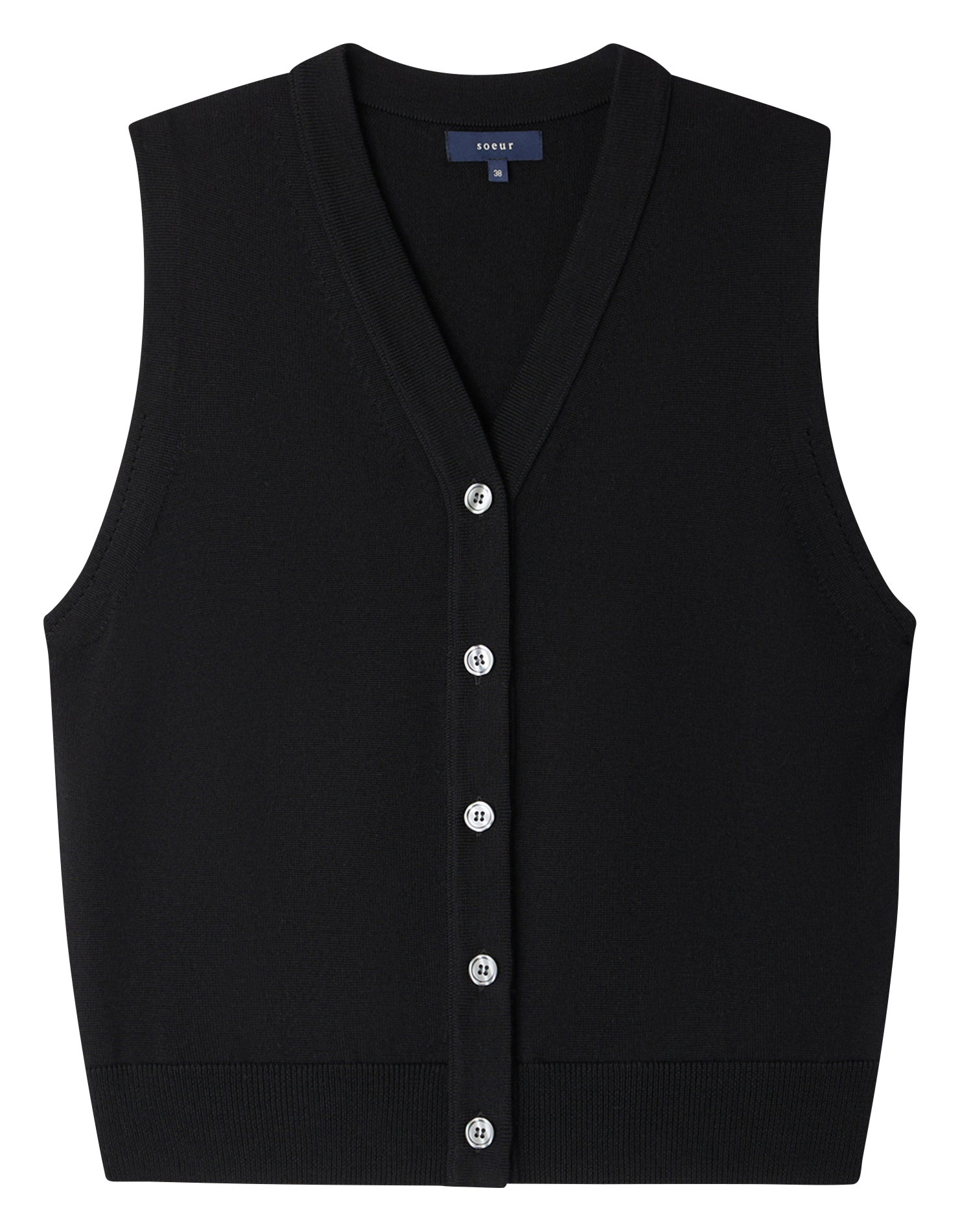 Gilet col V en laine SOEUR Noir