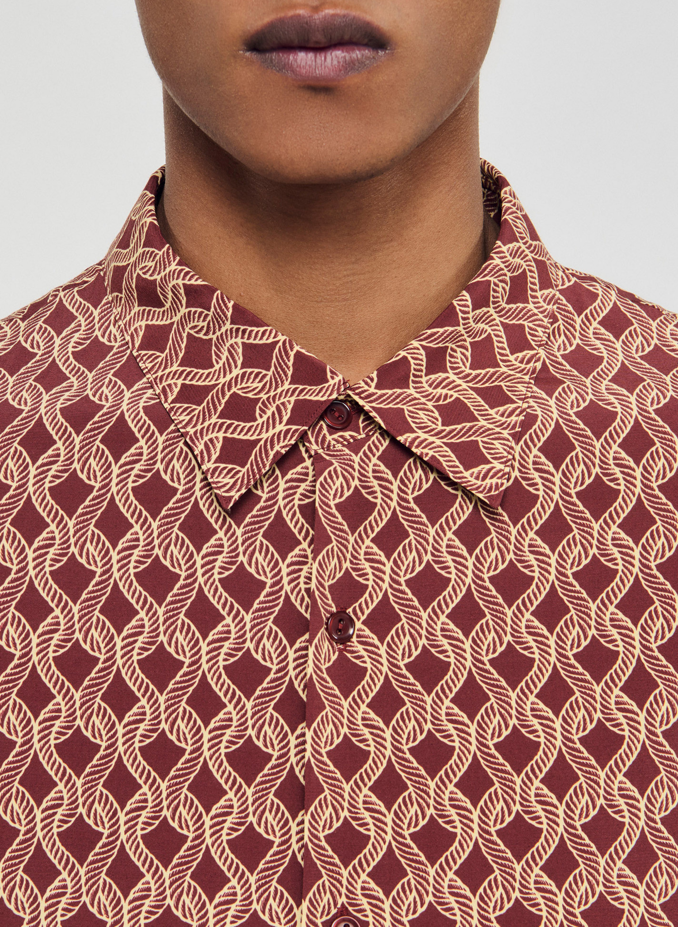 Blouse met klassieke kraag en print SANDRO Bruin