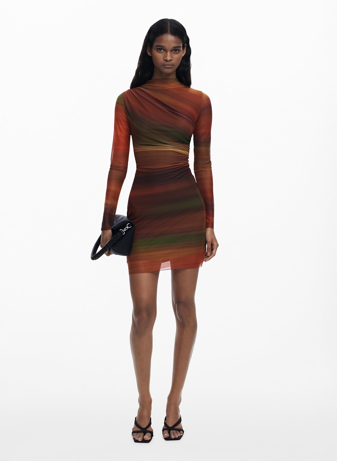 Robe courte drapée à rayures  DESIGUAL Orange