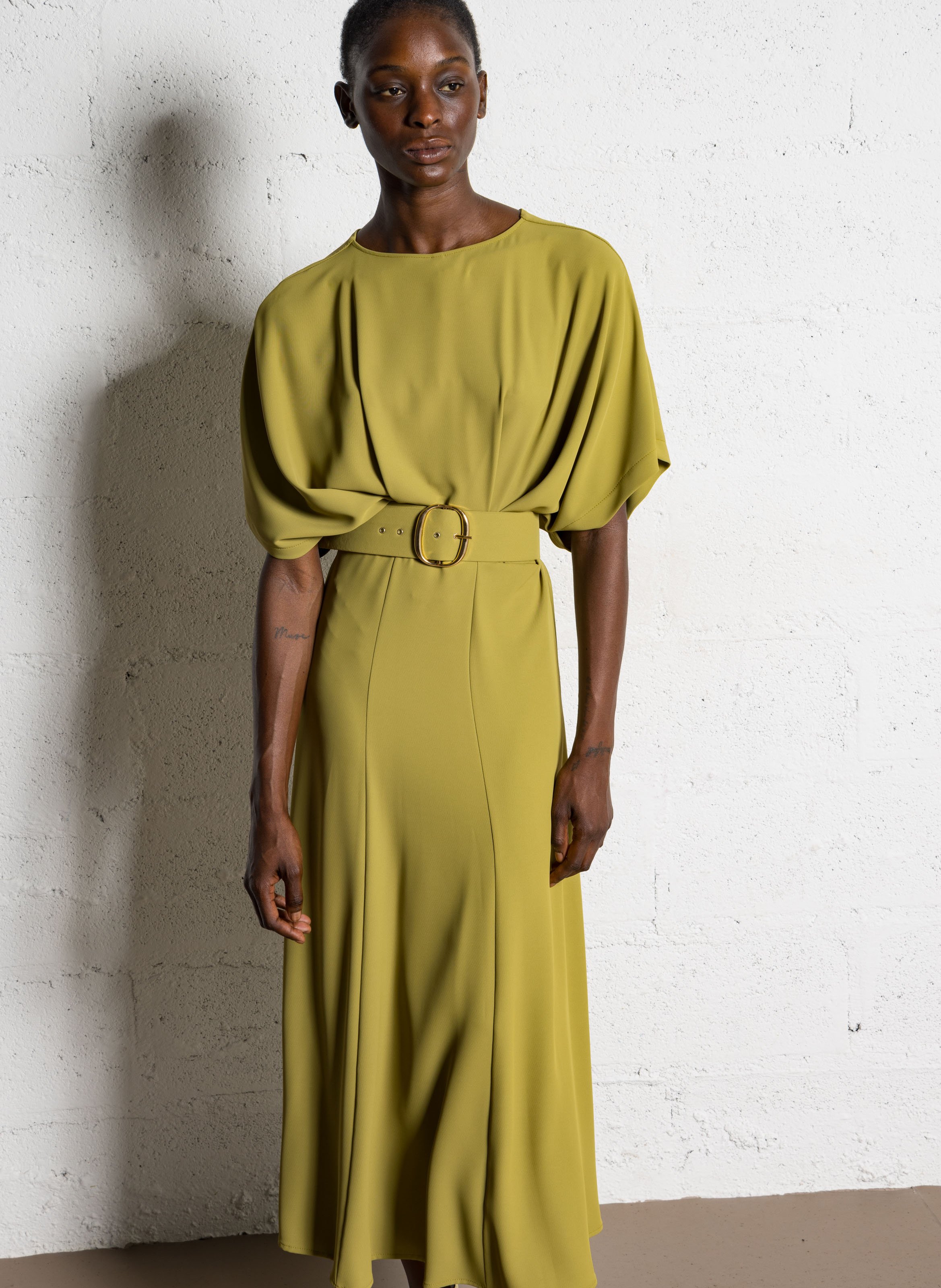 Long fitted round-neck dress IMPERIAL