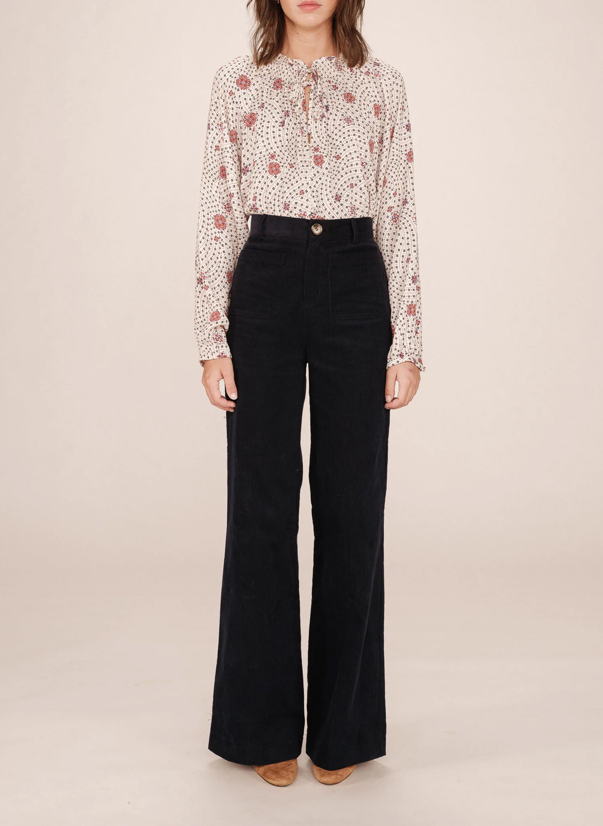 blouse droite col rond imprimée GRACE ET MILA Blanc