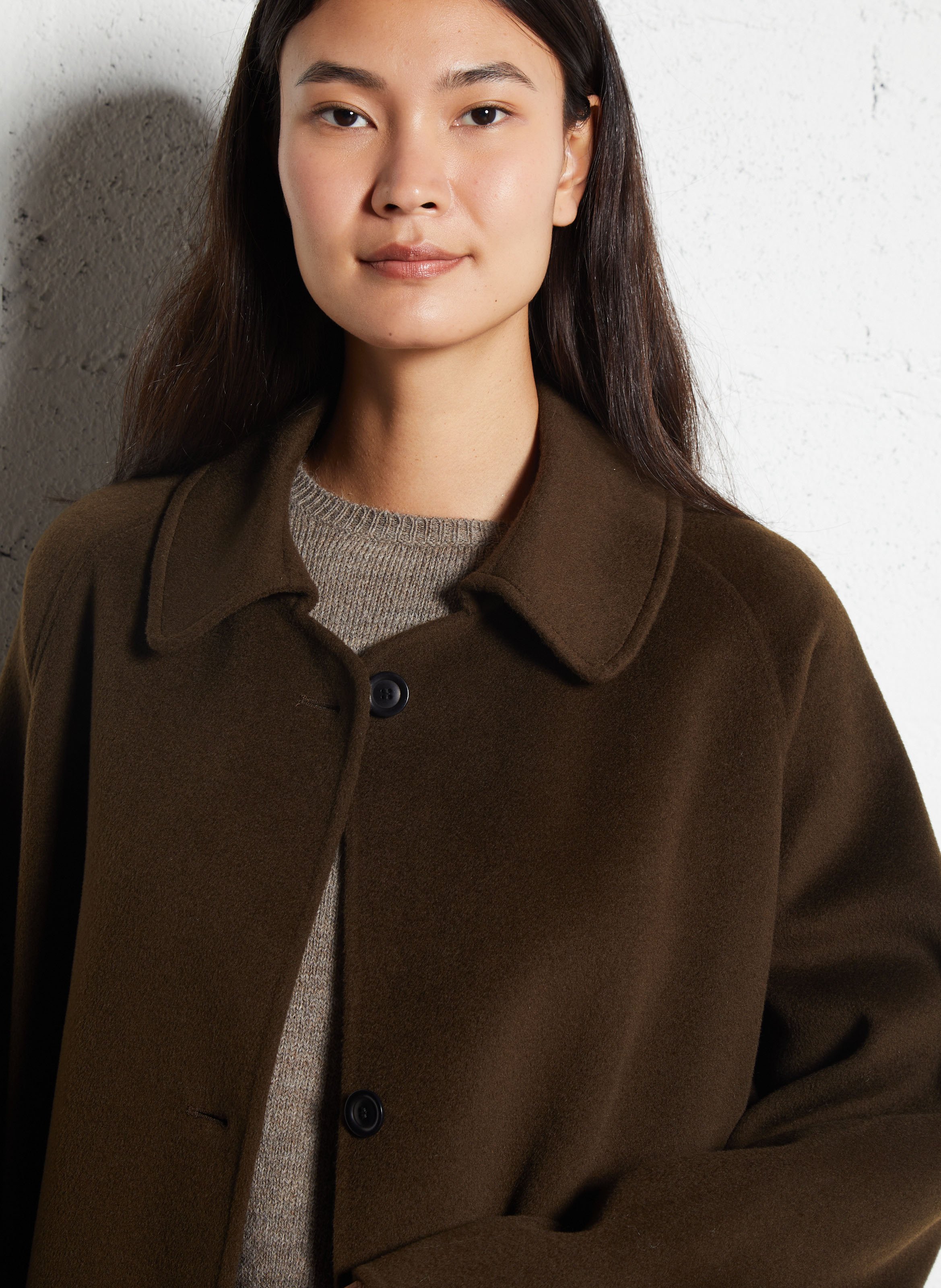 Manteau col tailleur en laine mélangée MASSCOB Marron