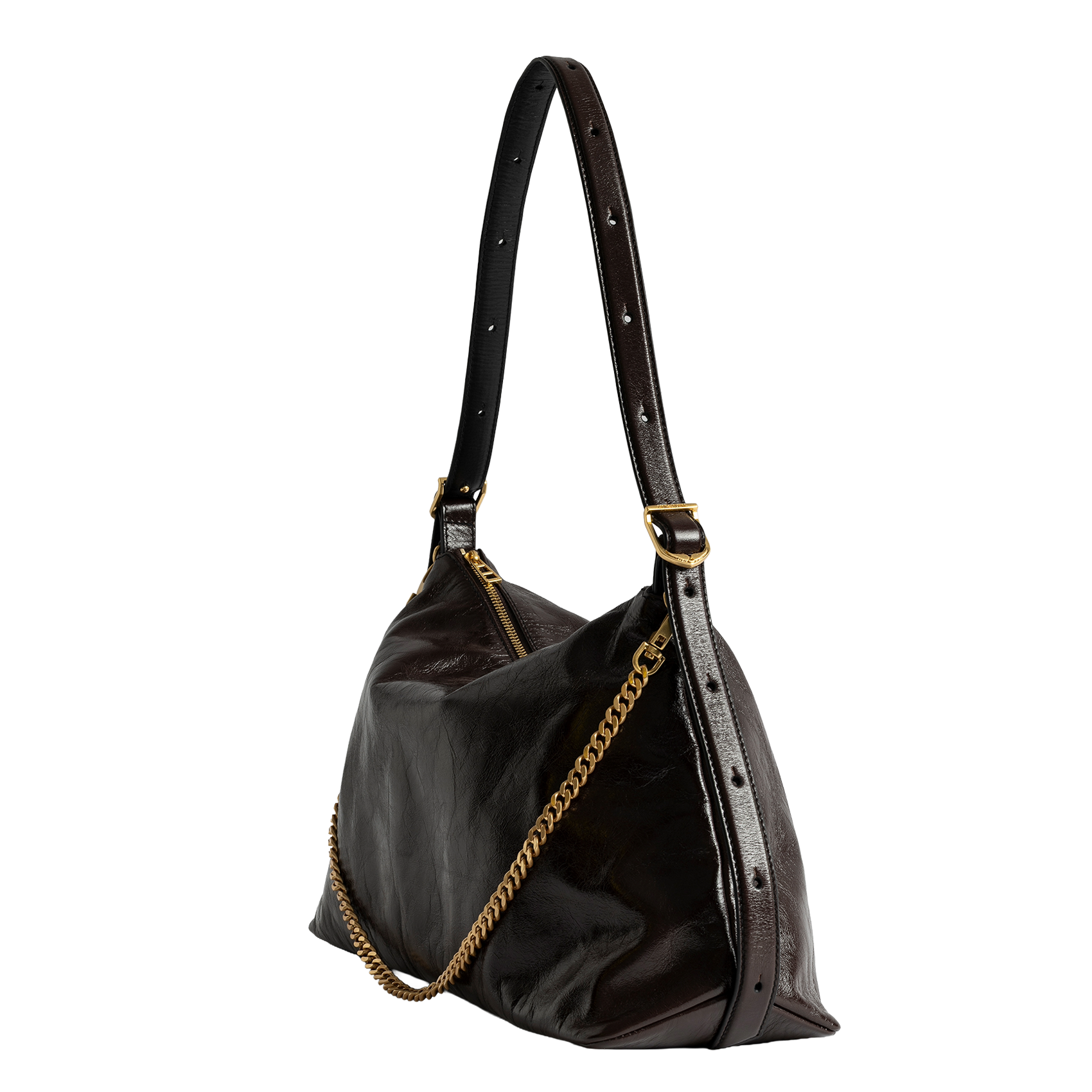 Schoudertas van verouderd leer ZADIG&VOLTAIRE Bruin