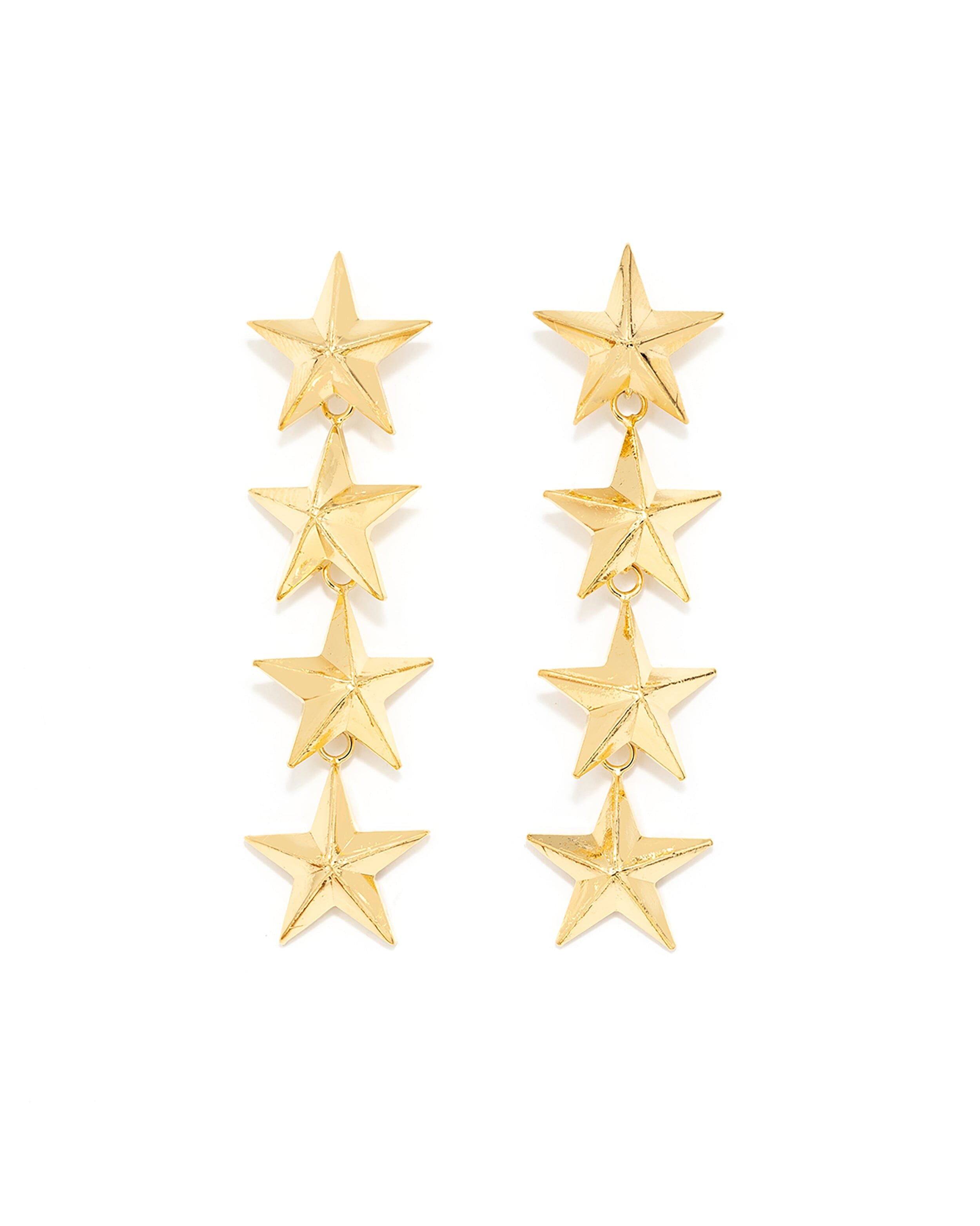 Dangling star gold-plated stud earrings MONSIEUR SIMONE