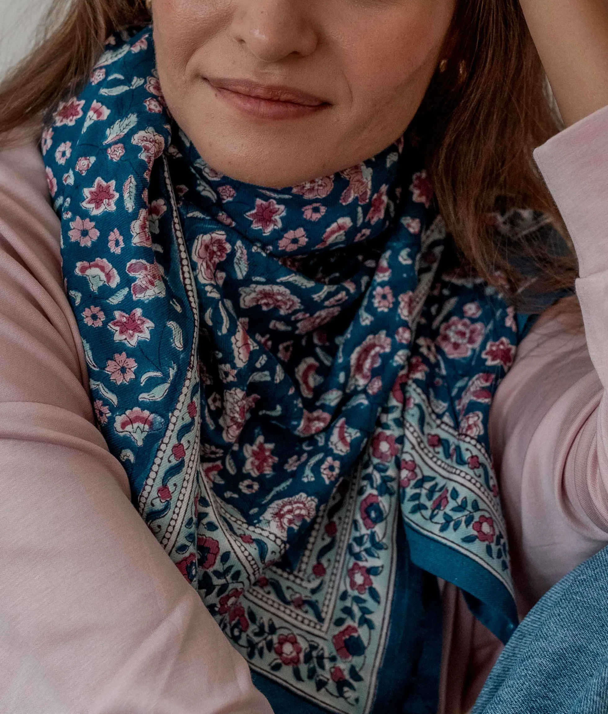 Adult printed scarf - Edel BINDI ATELIER Blue