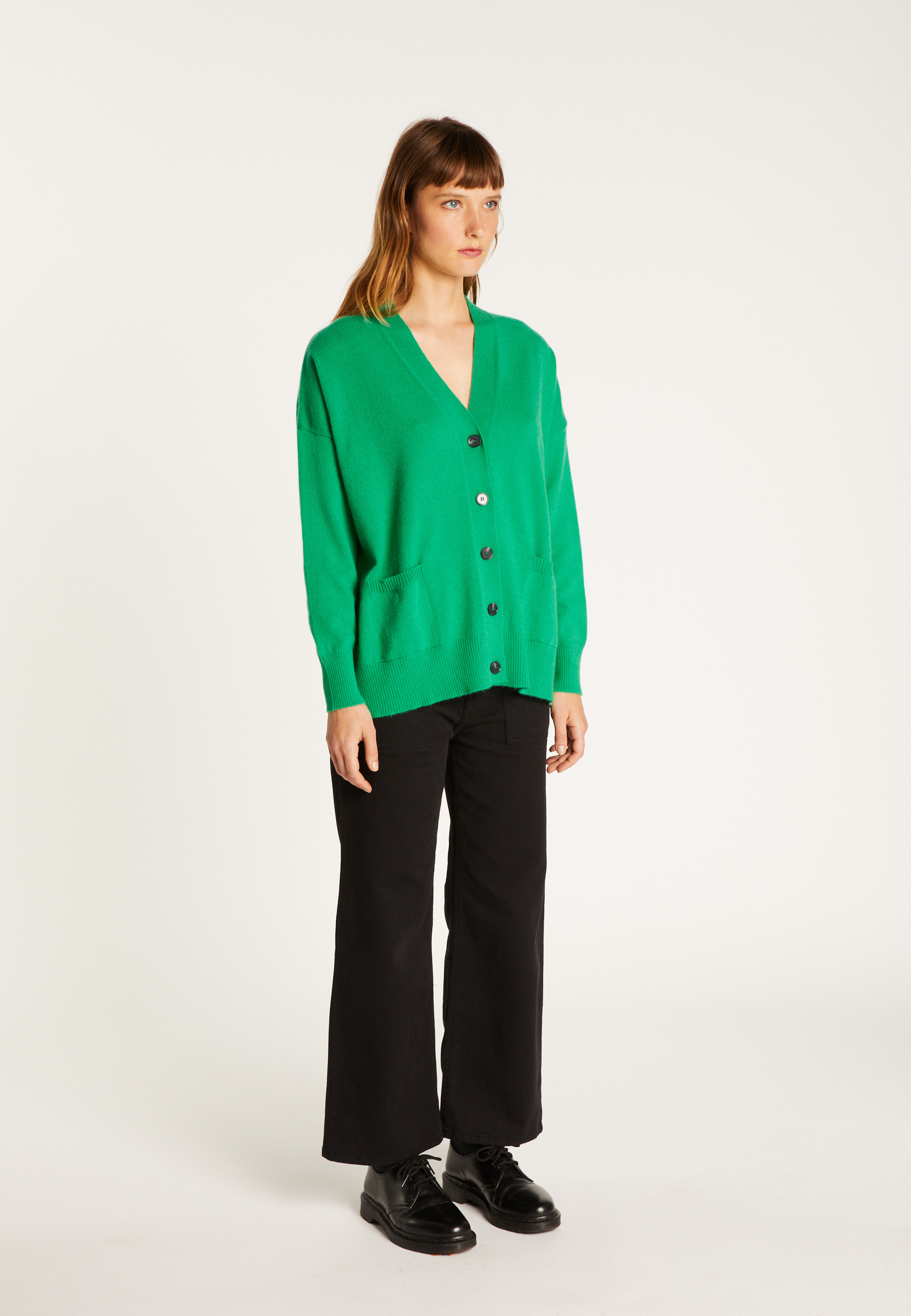 Buttoned cashmere cardigan MAISON MONTAGUT Green