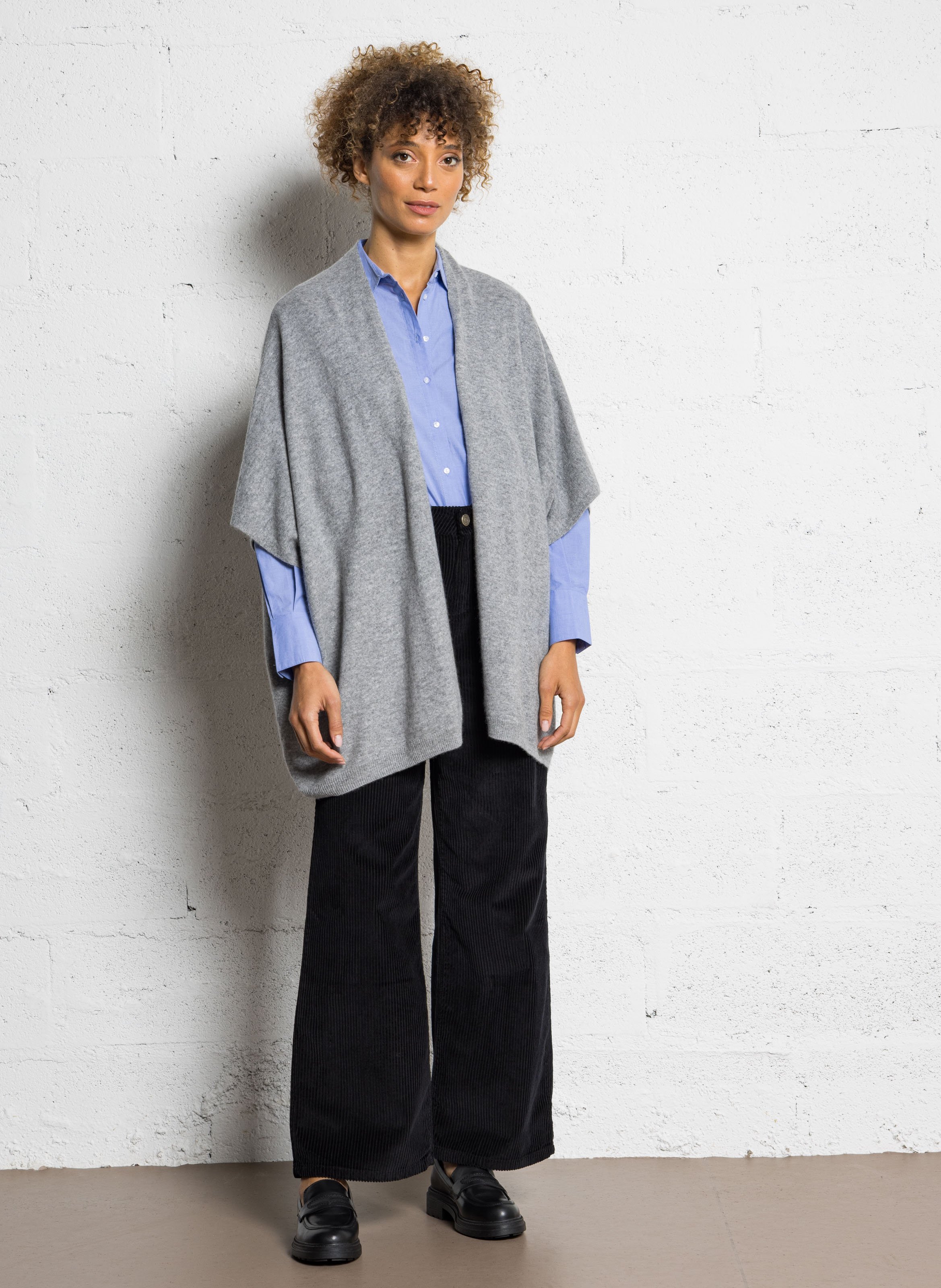 Poncho en cachemire SUD EXPRESS Gris