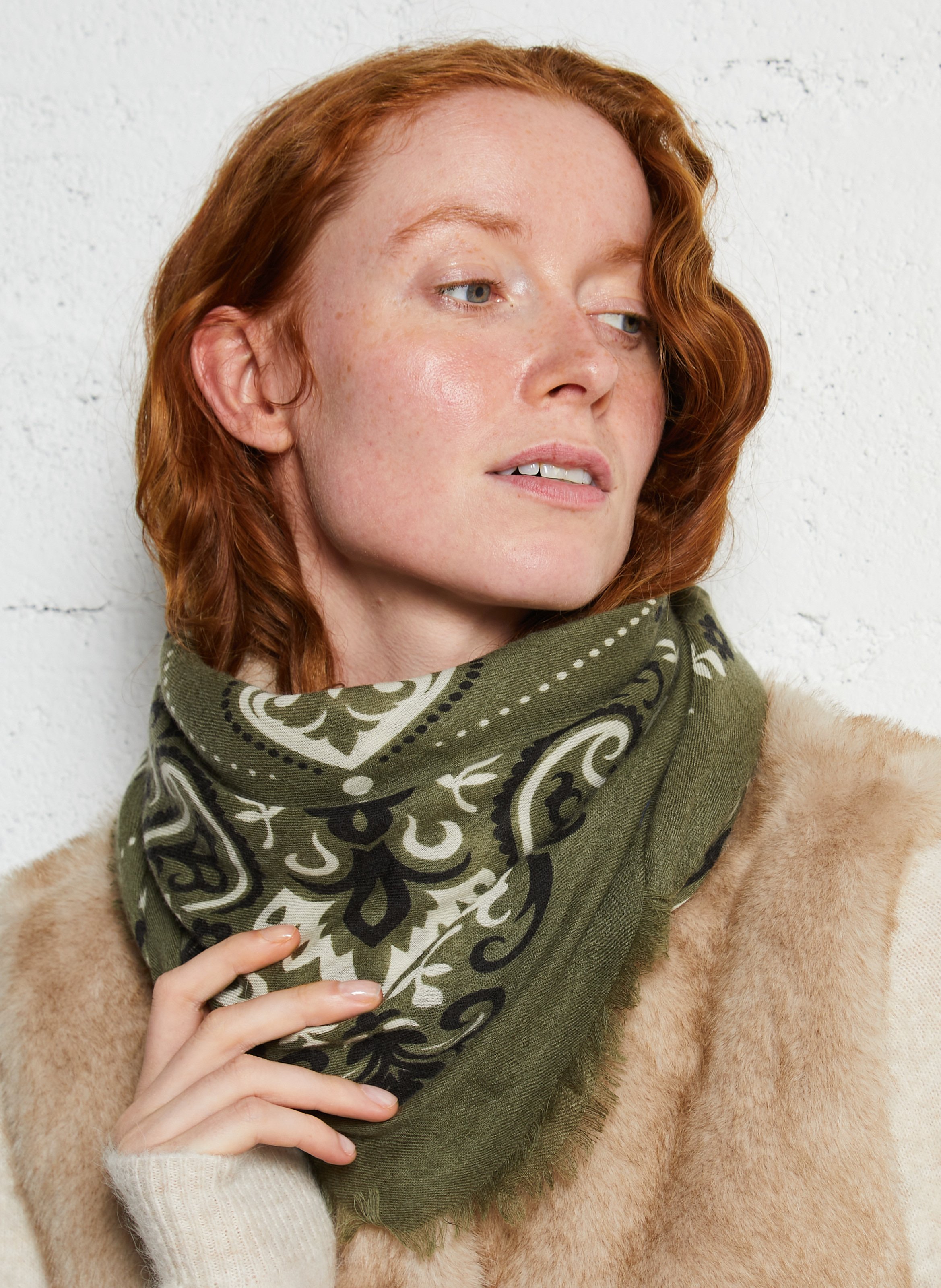Printed wool and cashmere scarf MAISON LECOMTE FLAMENT