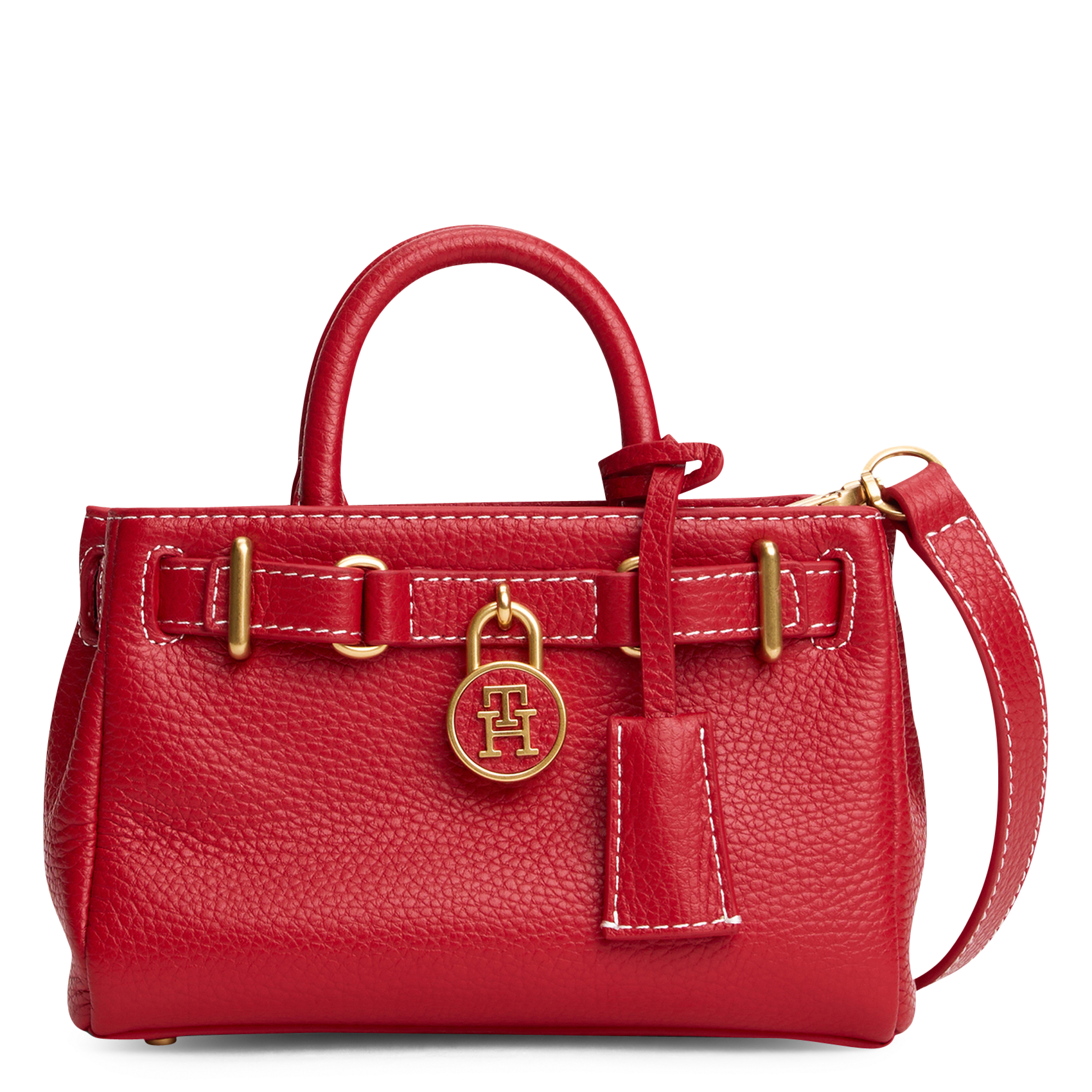 Petit sac à main en cuir grainé TOMMY HILFIGER Rouge