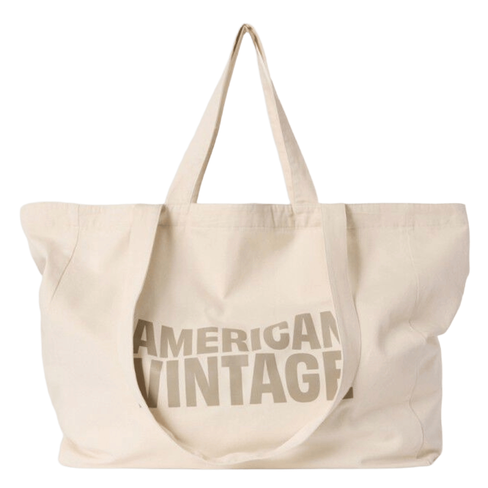 Printed tote bag in cotton and recycled cotton AMERICAN VINTAGE Beige